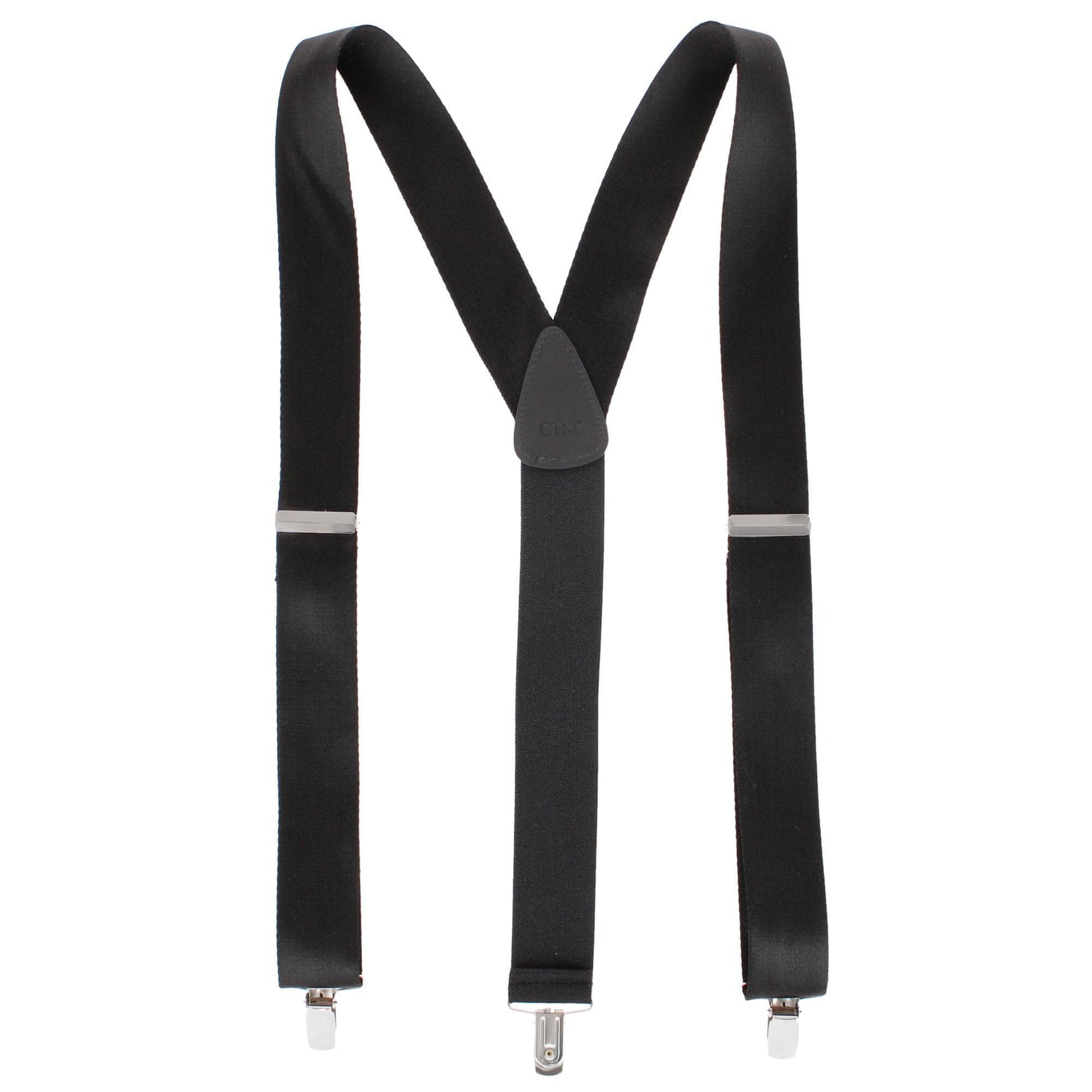 CTM® Men's 1.5 Inch Silky Feel Manhattan Clip End Suspenders