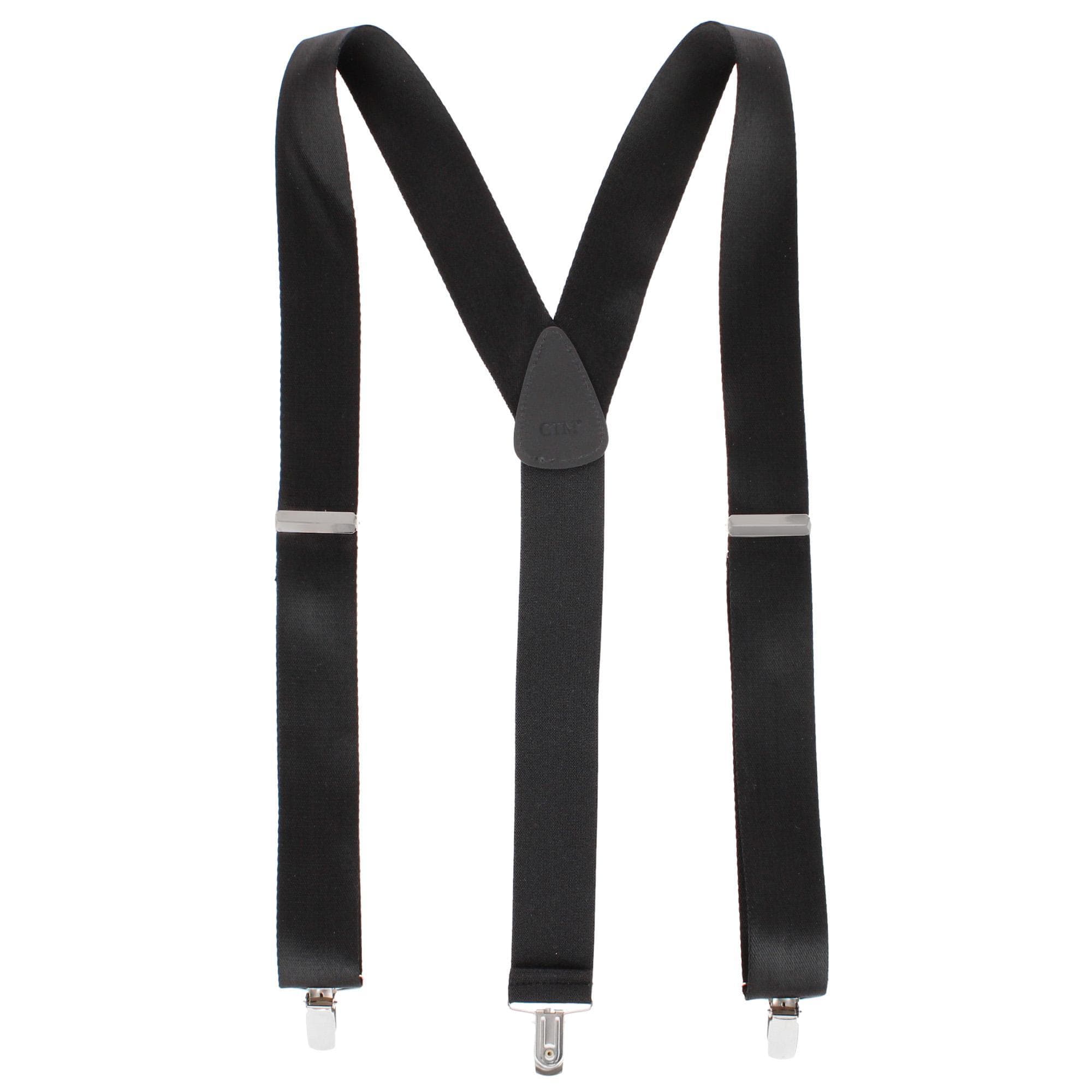CTM® Men's 1.5 Inch Silky Feel Manhattan Clip End Suspenders