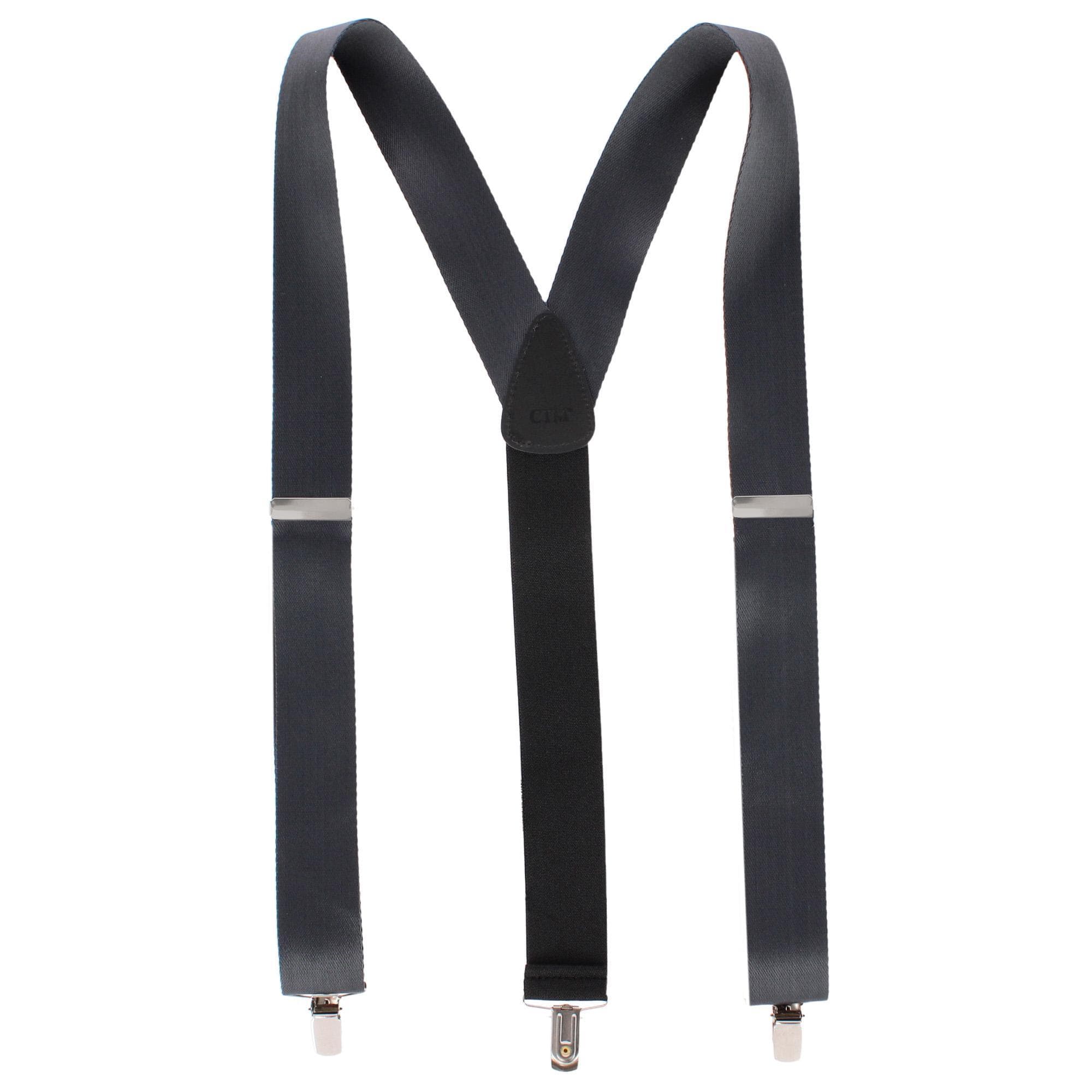 CTM® Men's 1.5 Inch Silky Feel Manhattan Clip End Suspenders - Dark Gray
