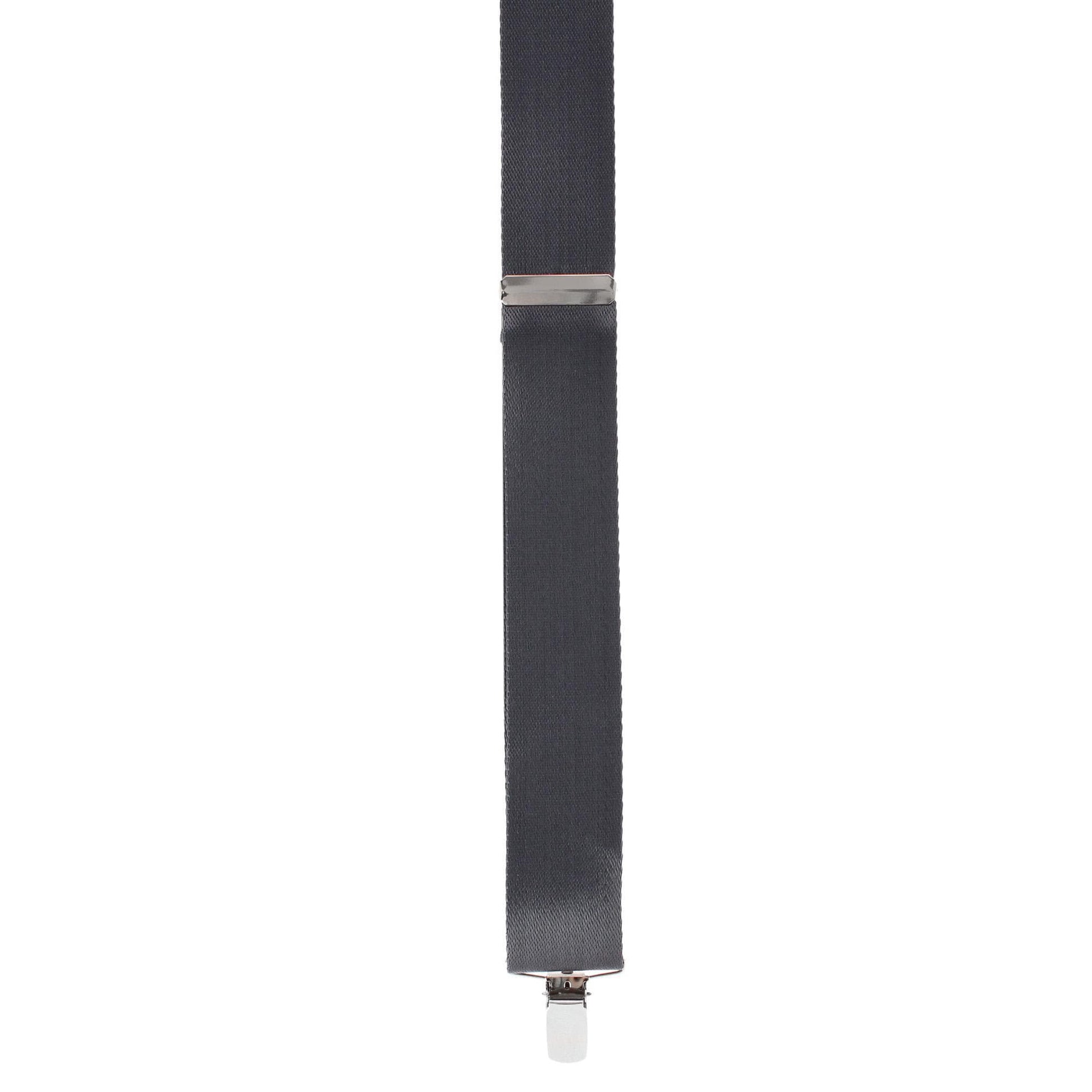 CTM® Men's 1.5 Inch Silky Feel Manhattan Clip End Suspenders - Dark Gray