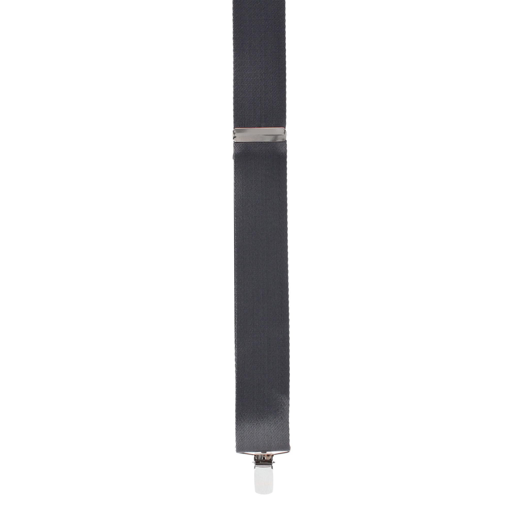CTM® Men's 1.5 Inch Silky Feel Manhattan Clip End Suspenders - Dark Gray