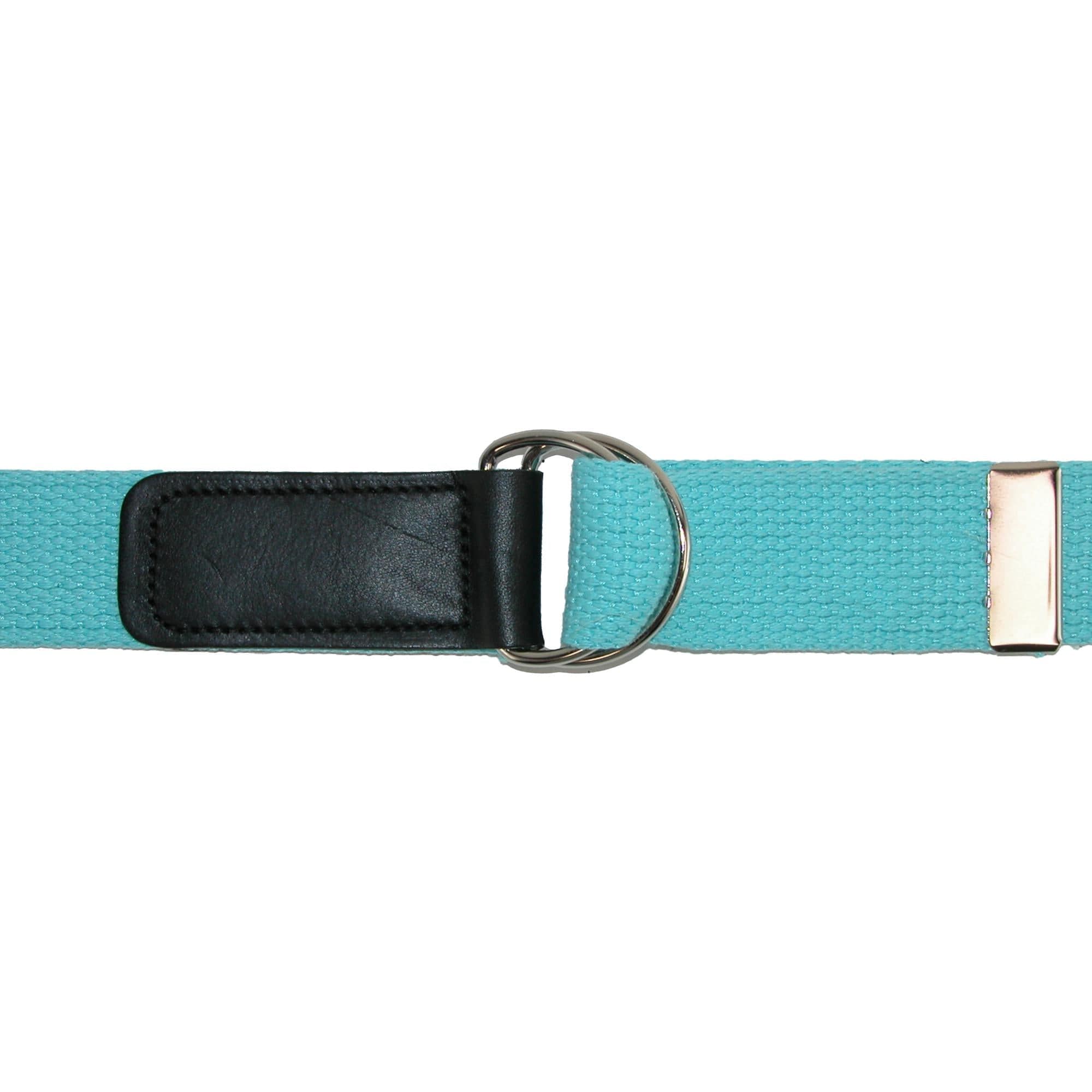 CTM® Plus Size Cotton Web Belt with Double D Ring Buckle - Sky Blue