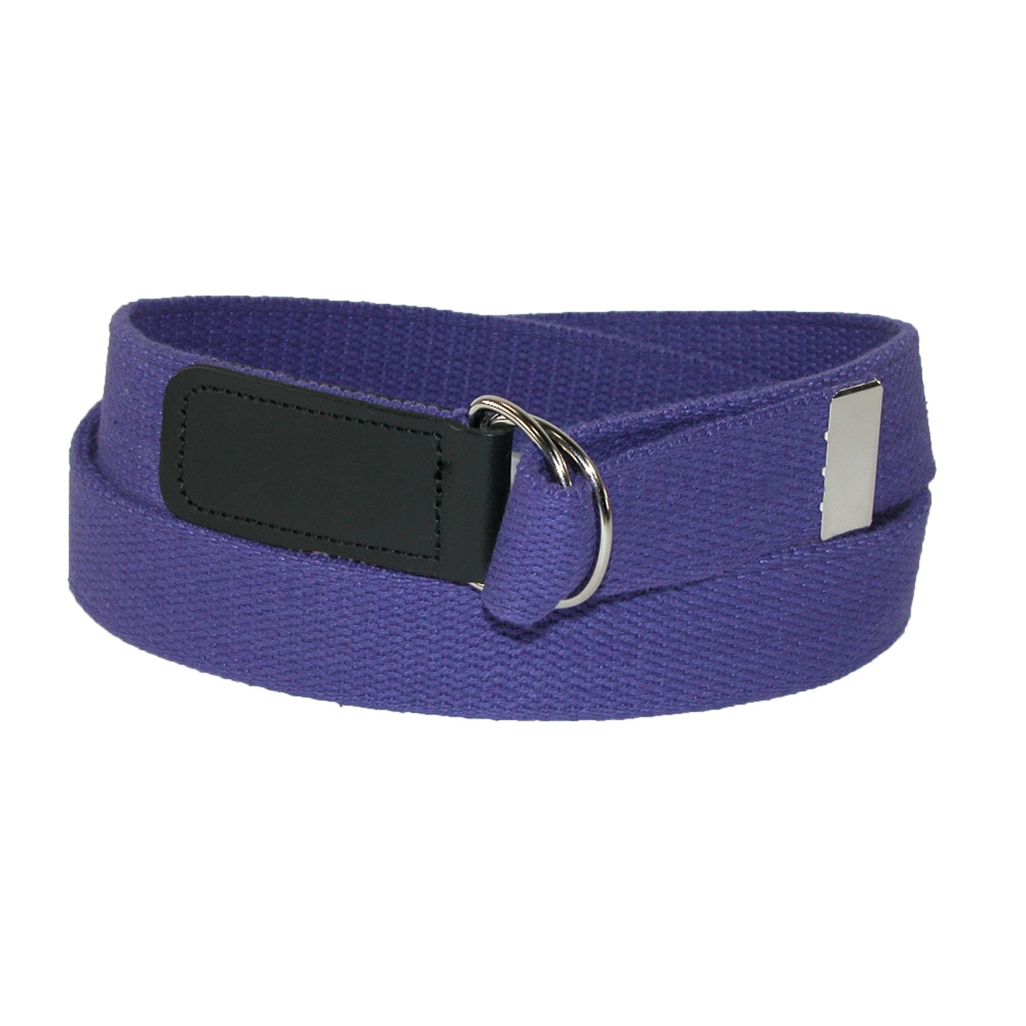 CTM® Plus Size Cotton Web Belt with Double D Ring Buckle - Dark Purple