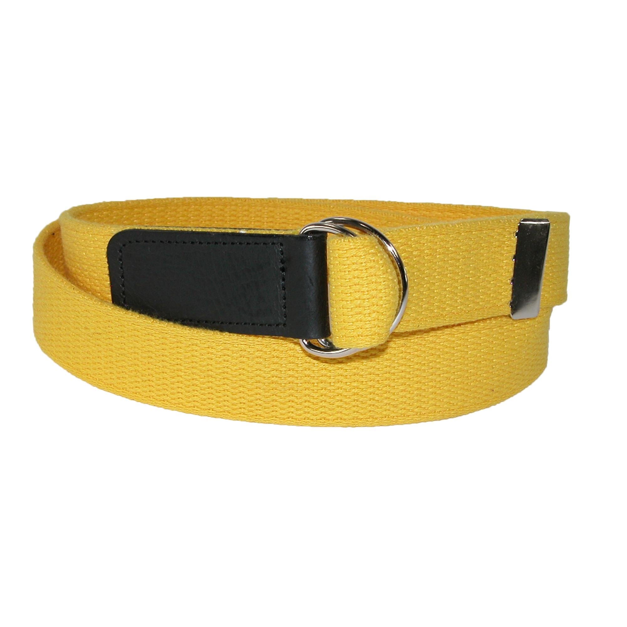 CTM® Plus Size Cotton Web Belt with Double D Ring Buckle - Yellow