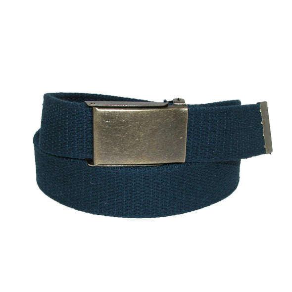 Men's Fabric Belt with Brass Flip Top Buckle