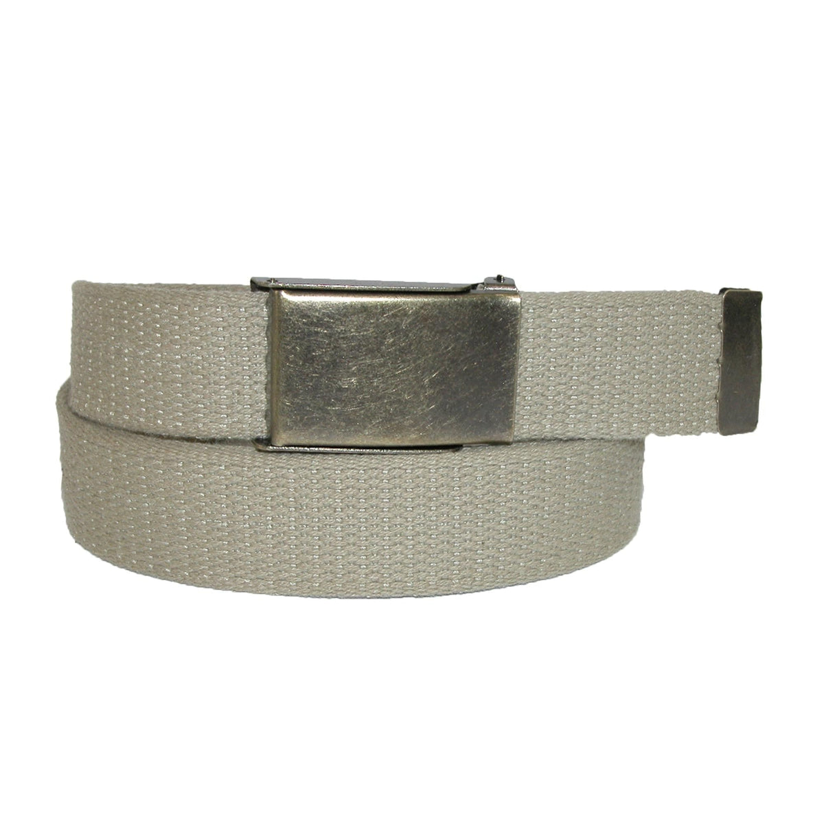 CTM® Men's Big & Tall Fabric Belt with Brass Flip Top Buckle - Khaki