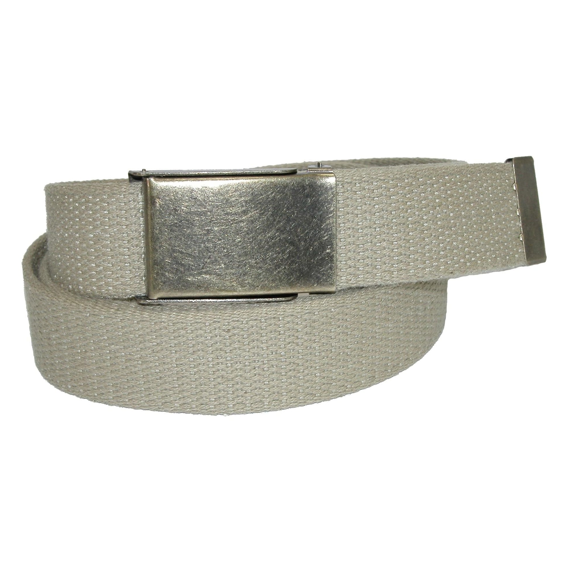 CTM® Men's Big & Tall Fabric Belt with Nickel Flip Top Buckle - Khaki