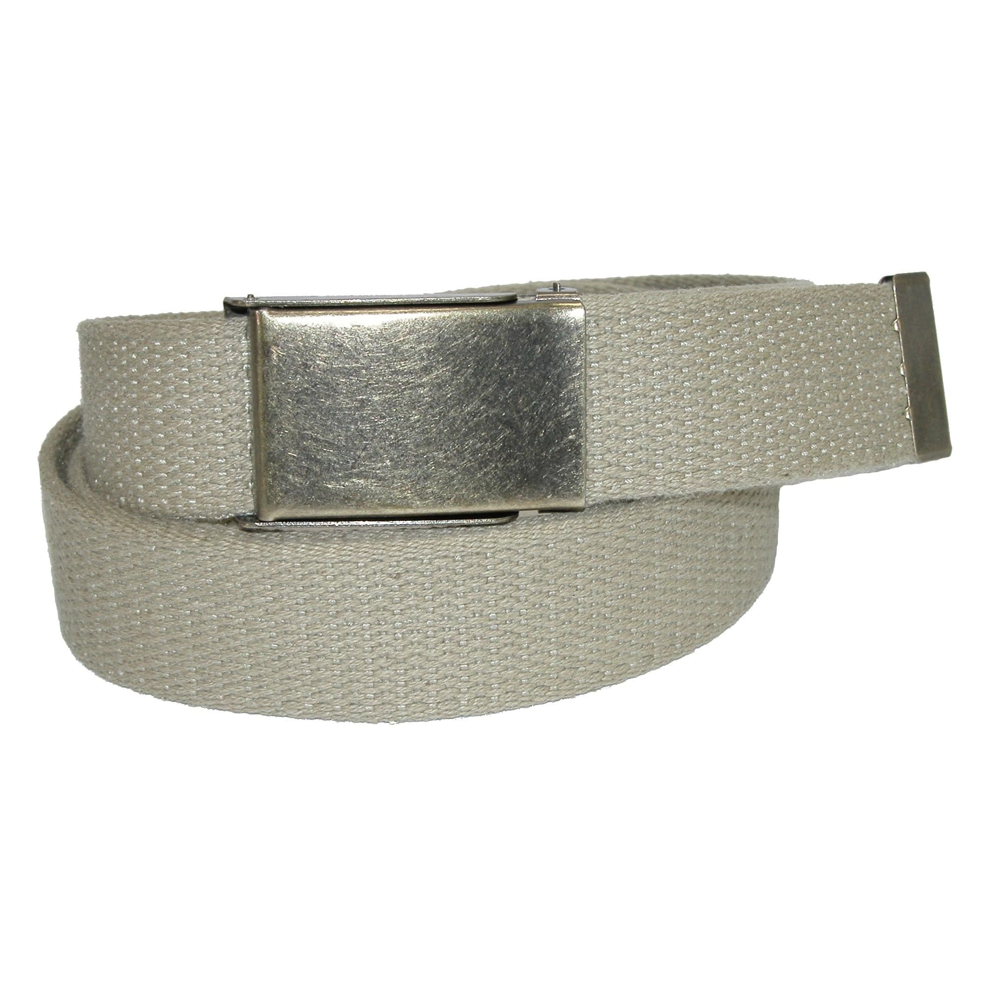 CTM® Men's Big & Tall Fabric Belt with Nickel Flip Top Buckle - Khaki