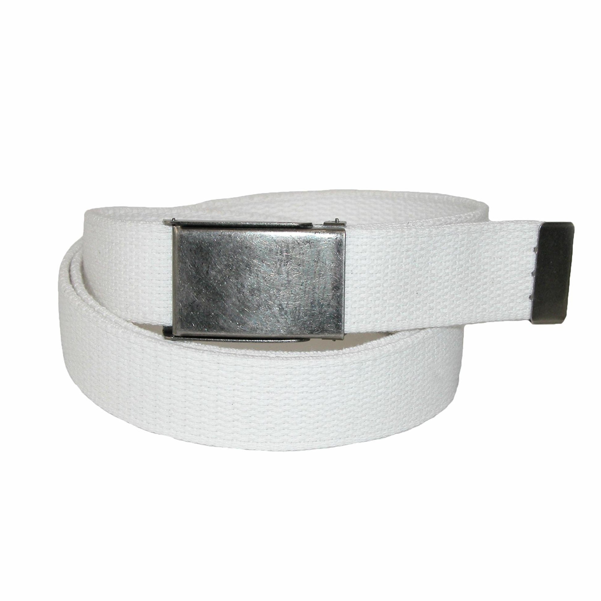 CTM® Men's Big & Tall Fabric Belt with Nickel Flip Top Buckle - White