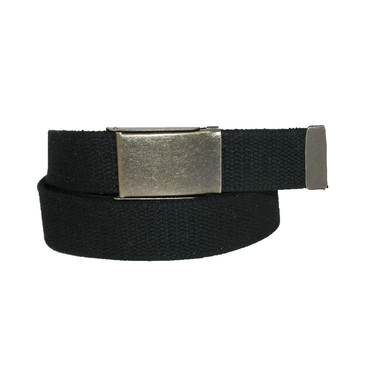 CTM® Men's Fabric Belt with Brass Flip Top Buckle (Pack of 3) - Black Khaki and Navy