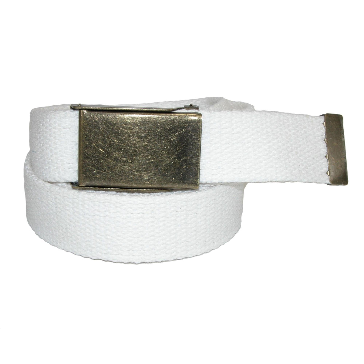 CTM® Men's Fabric Belt with Brass Flip Top Buckle (Pack of 3) - White