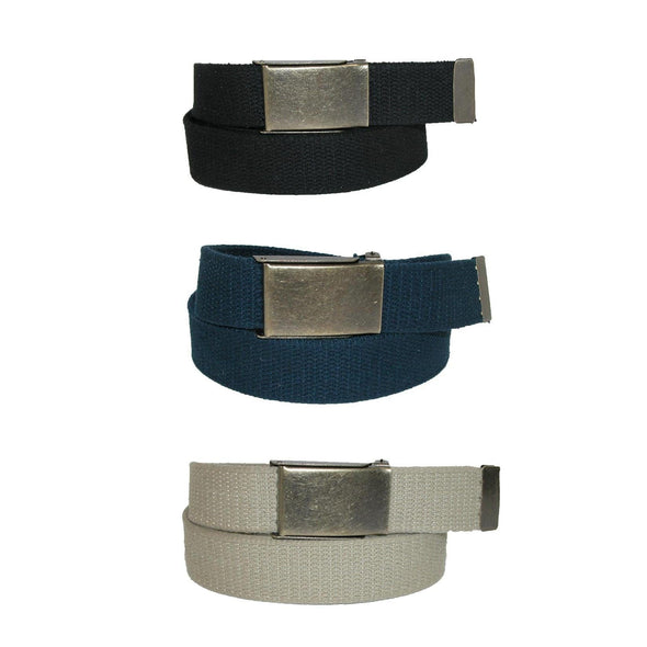 Men's Big & Tall Belt with Flip Top Brass Buckle (Pack of 3)