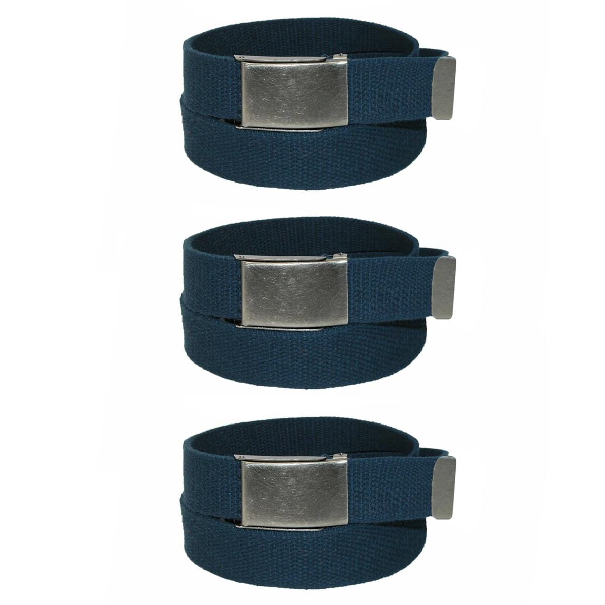 CTM® Men's Fabric Belt with Flip Top Nickel Buckle (Pack of 3)