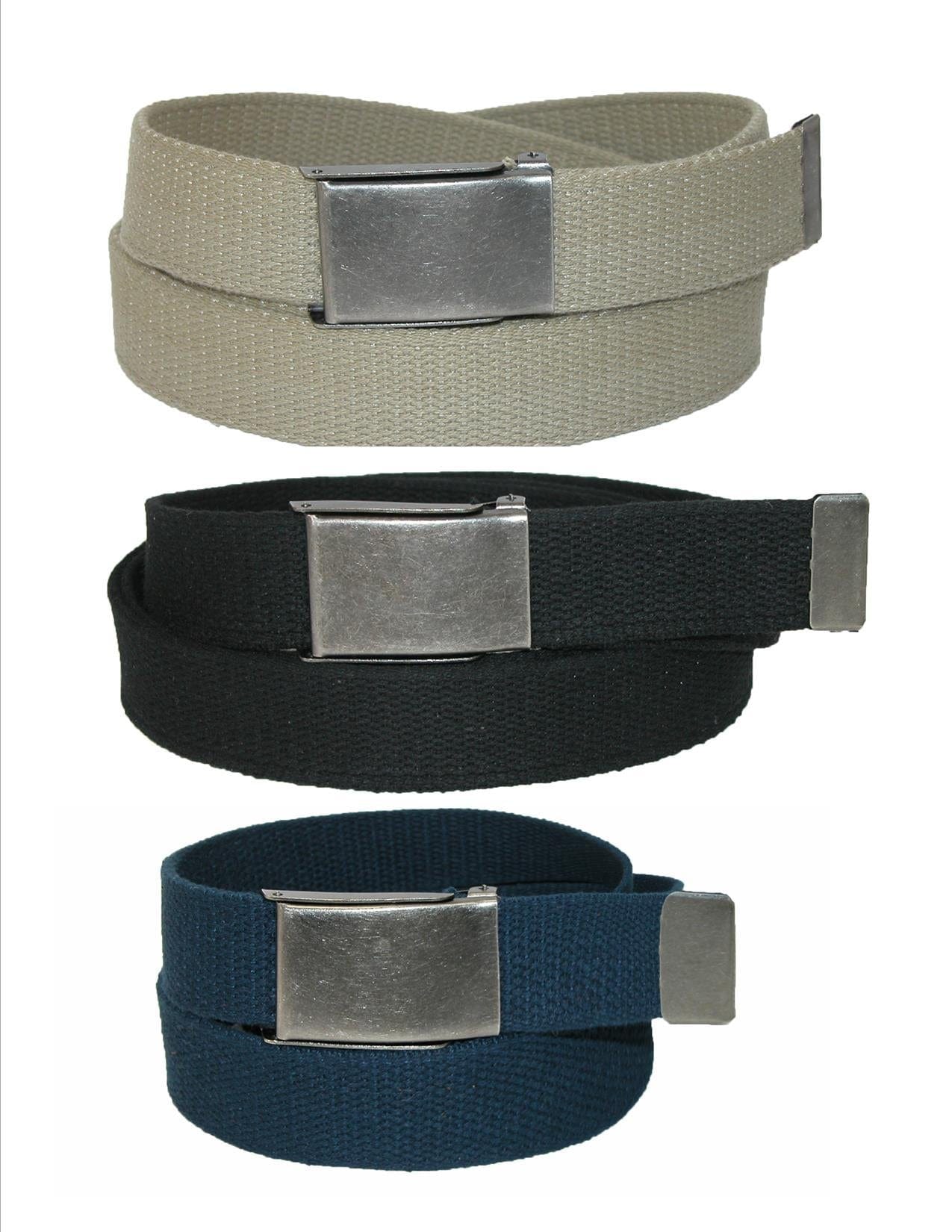 Men's Fabric Belt with Flip Top Nickel Buckle (Pack of 3) by CTM ...