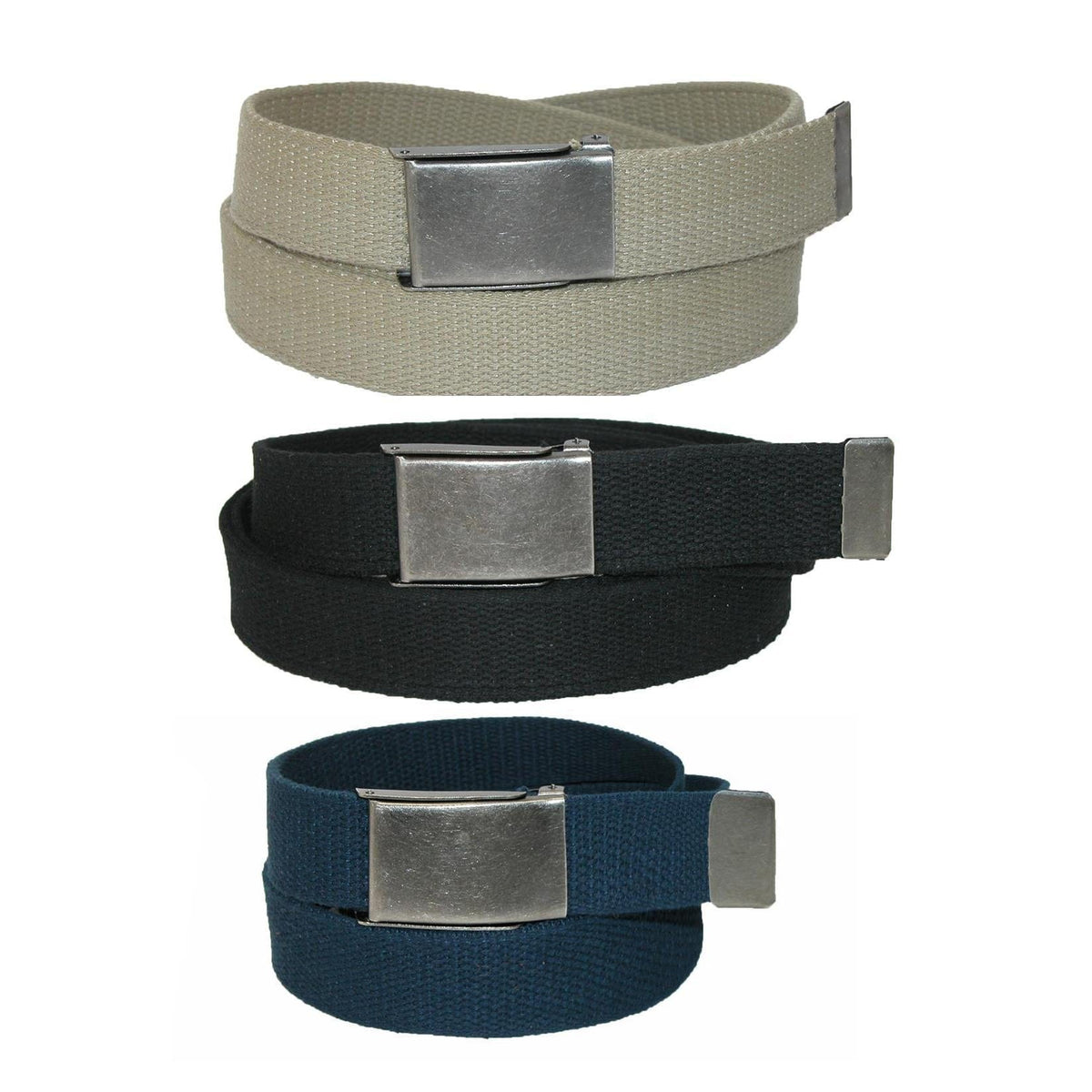 Men's Big & Tall Belt with Flip Top Nickel Buckle (Pack of 3) by CTM