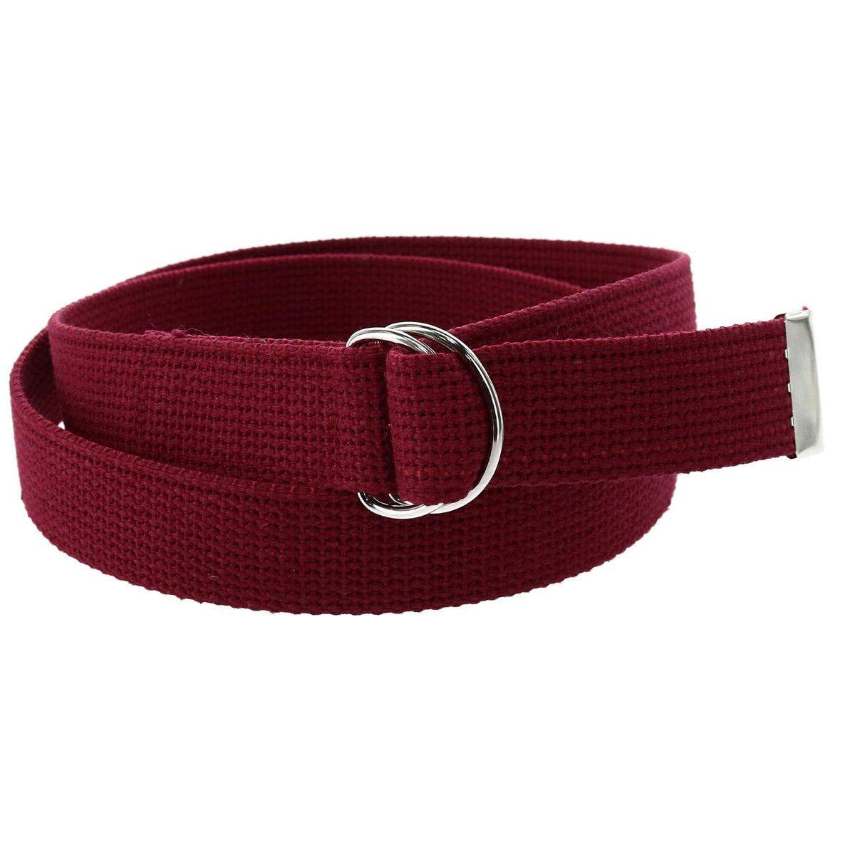 CTM® Cotton Web 1.25 Inch Belt with D Ring Buckle - Burgundy