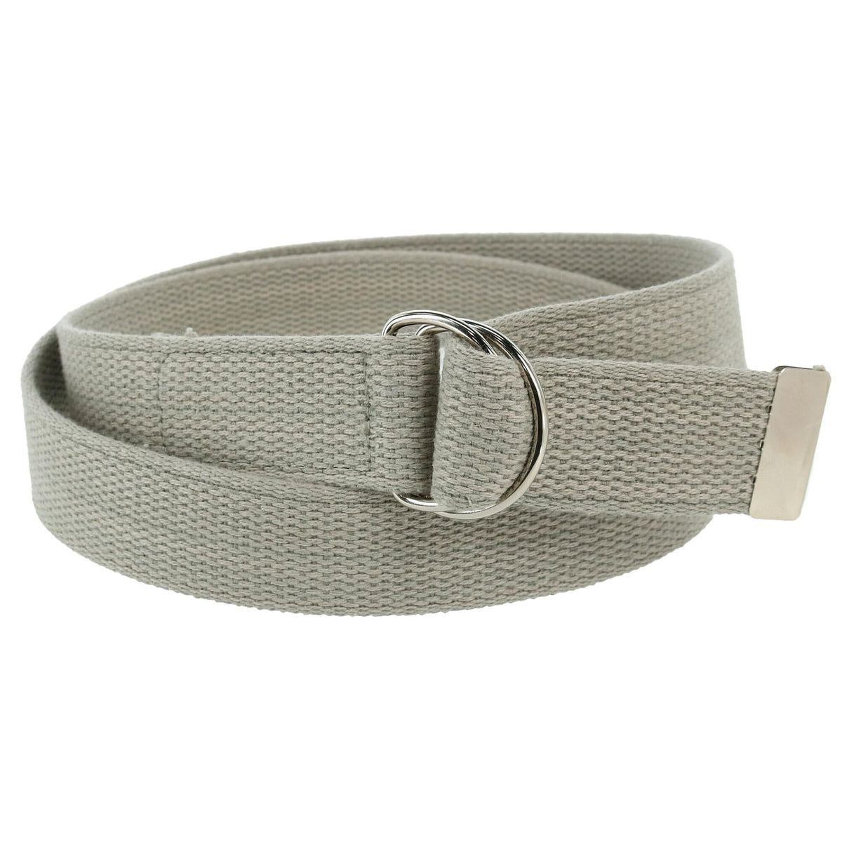 CTM® Cotton Web 1.25 Inch Belt with D Ring Buckle - Light Grey