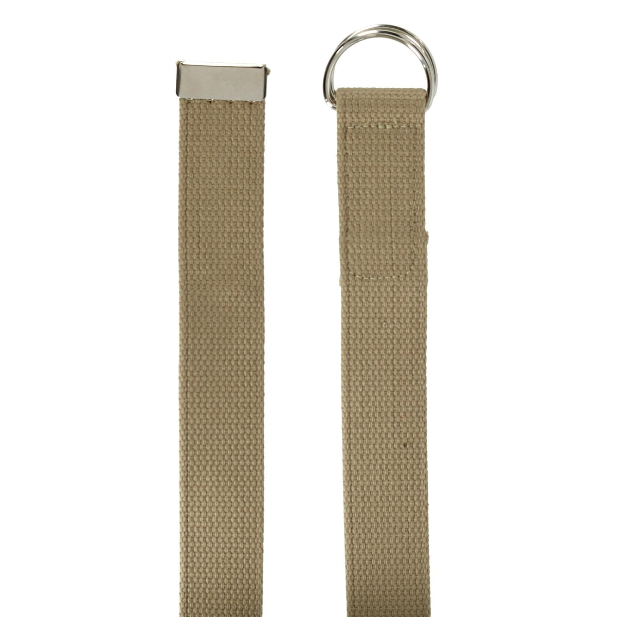 CTM® Cotton Web 1.25 Inch Belt with D Ring Buckle - Khaki