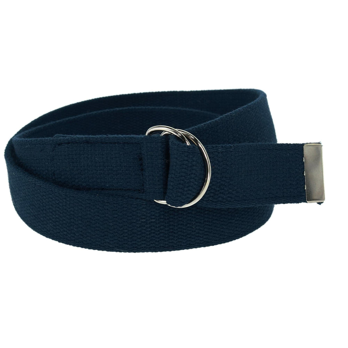 CTM® Cotton Web 1.25 Inch Belt with D Ring Buckle - Navy