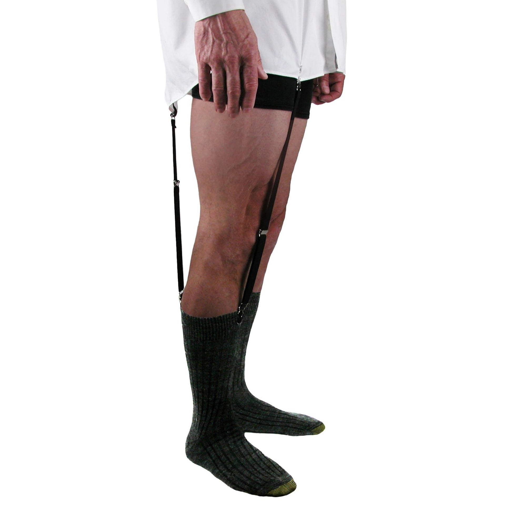 CTM Men's Elastic 3/4 Inch Dress Straight Sock Garter Shirt Stays