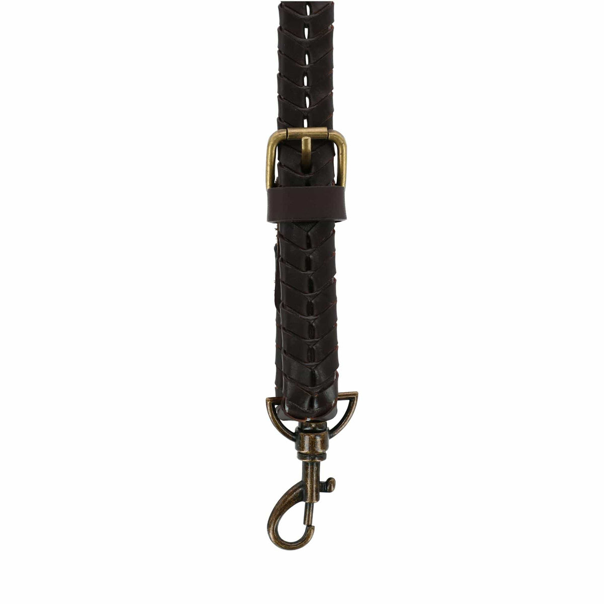 CTM® Mens Coated Leather Flat Braided Suspenders with Metal Swivel Hook Ends - Brown