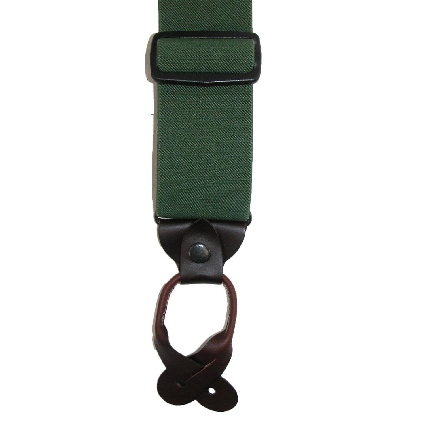 CTM® Men's Elastic 2 Inch Wide Button-End Wader Suspenders - Olive Green