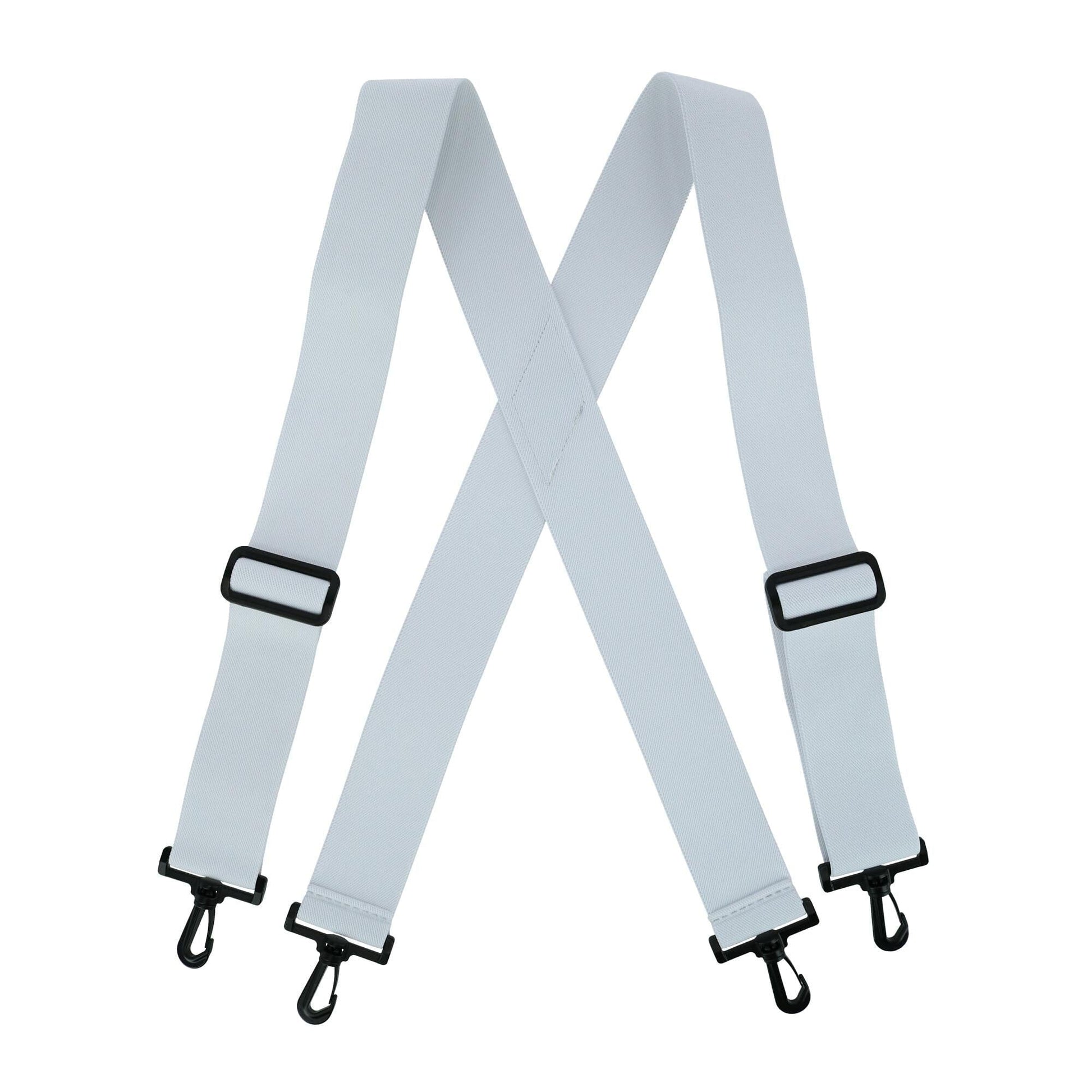 CTM® Men's Elastic X-Back Suspenders with Plastic Hook Ends - White