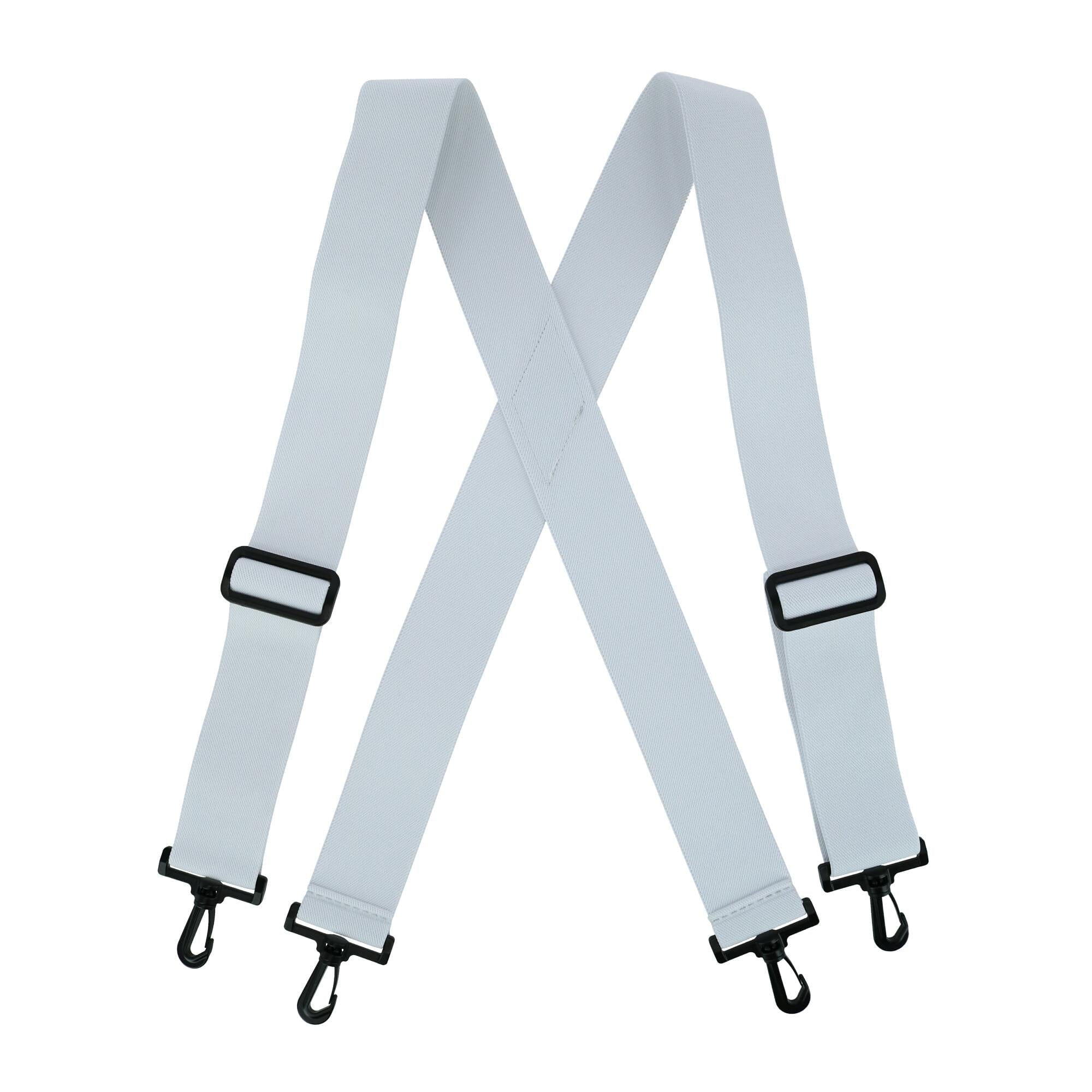 CTM® Men's Elastic X-Back Suspenders with Plastic Hook Ends - White