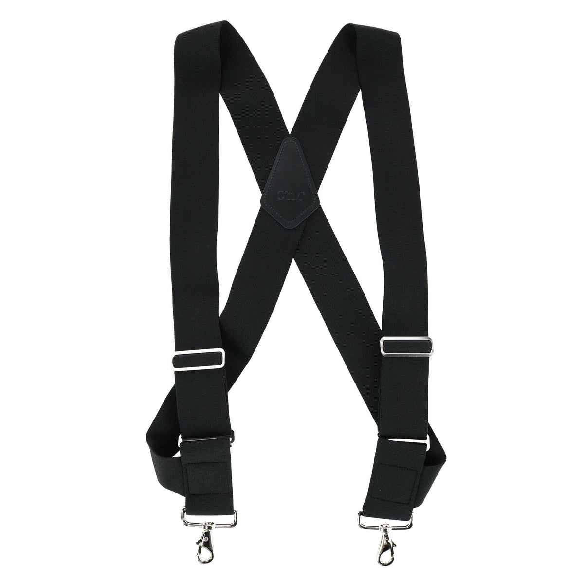 CTM® Men's Elastic Side Clip Metal Swivel Hook Trucker Suspenders - Black
