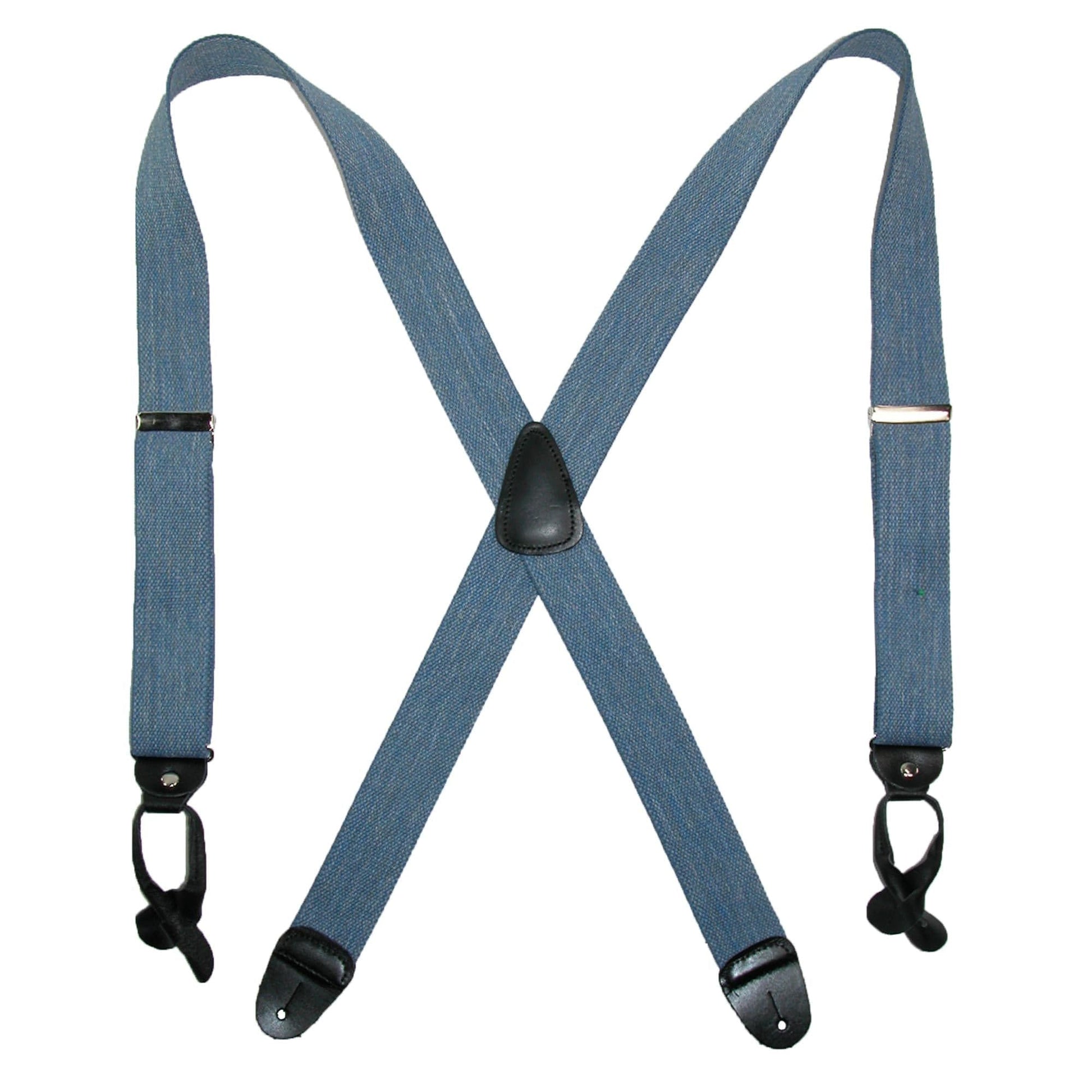 CTM® Men's Elastic Denim 2 Inch Button-End Suspenders - Men's Elastic Denim 2 Inch Button-End Suspenders