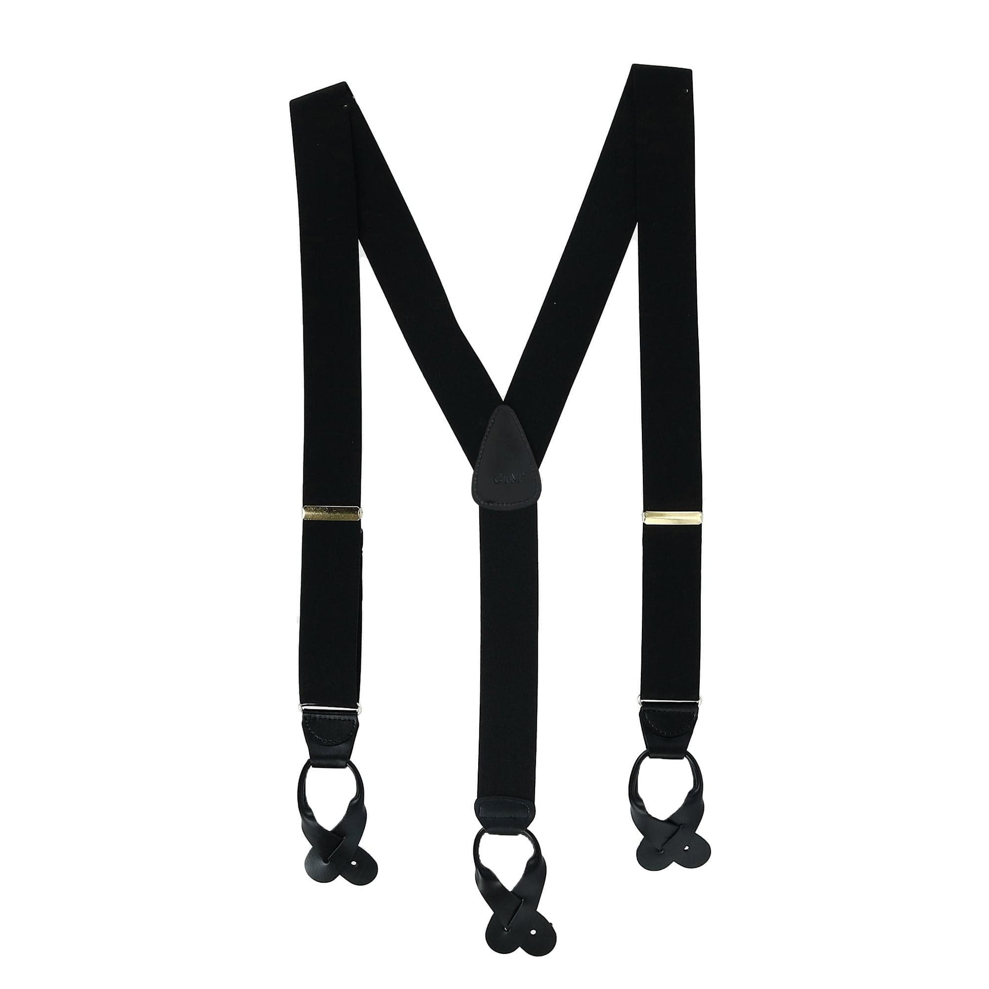 CTM® Men's Big & Tall Elastic Button End Suspenders - Black