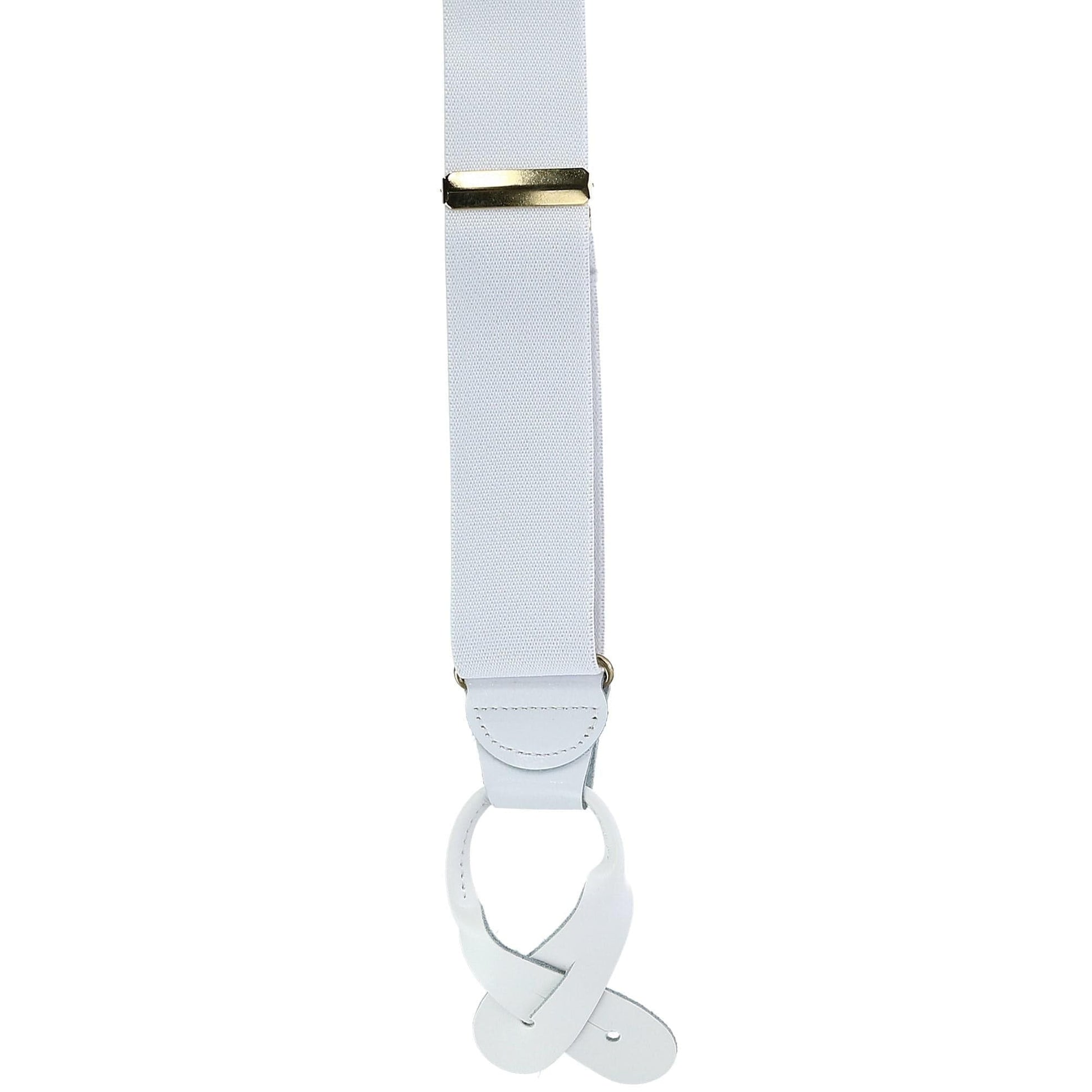 CTM® Men's Big & Tall Elastic Button End Suspenders - White