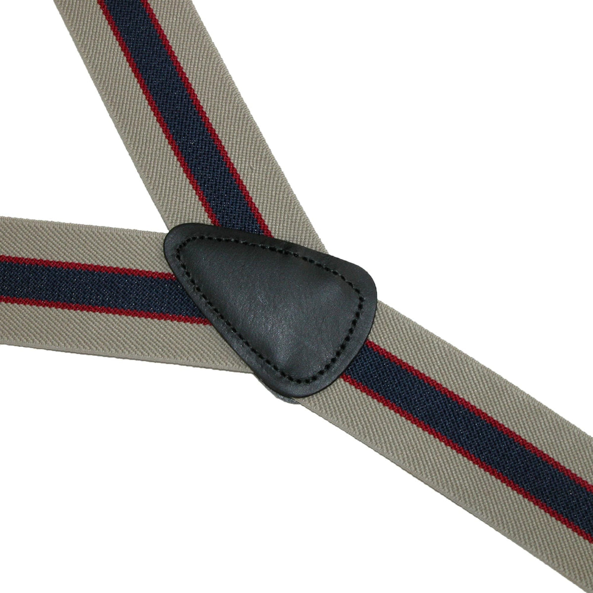 CTM® Men's Elastic Button End Stripe Dress Suspenders - Khaki / Navy / Khaki