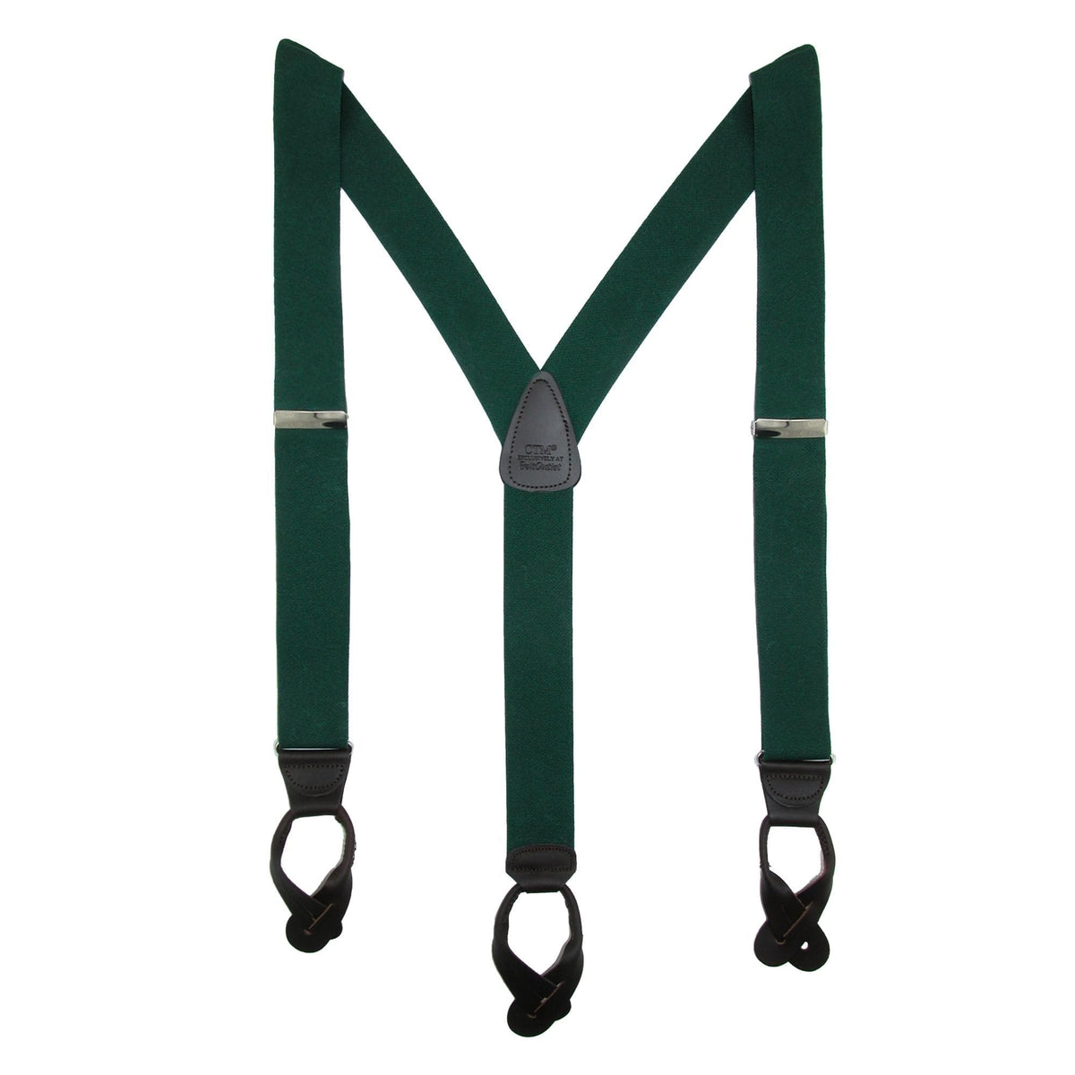 CTM® Men's Elastic Button End Dress Suspenders with Silver Hardware - Hunter Green