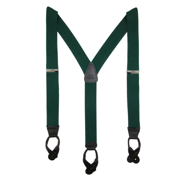 Men's Elastic Button End Dress Suspenders with Silver Hardware