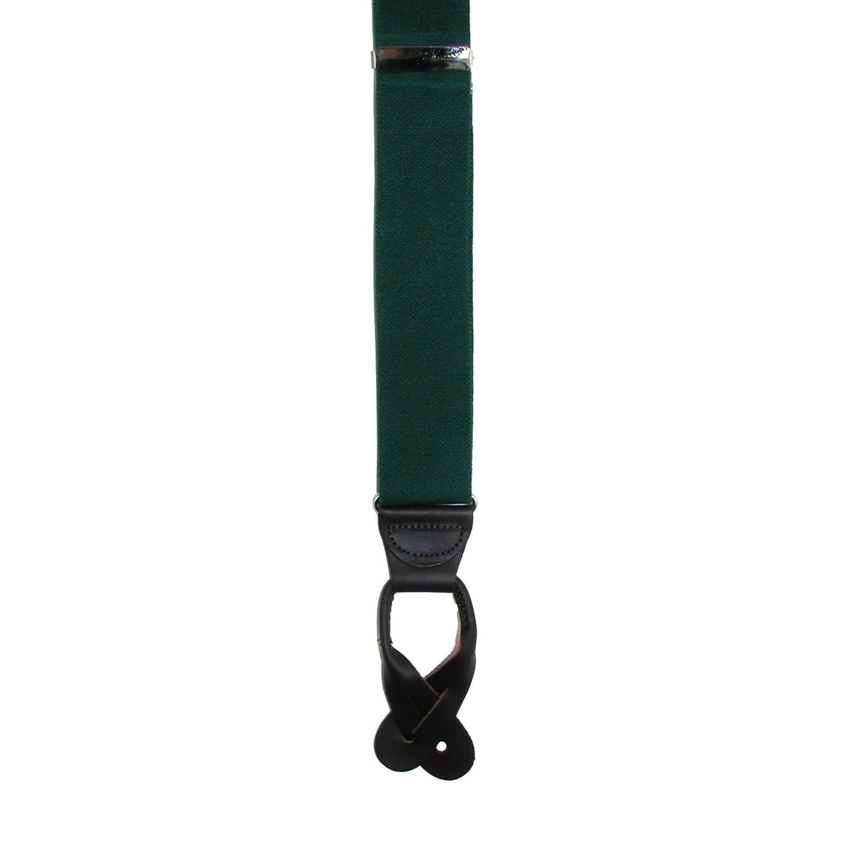 CTM® Men's Elastic Button End Dress Suspenders with Silver Hardware - Hunter Green