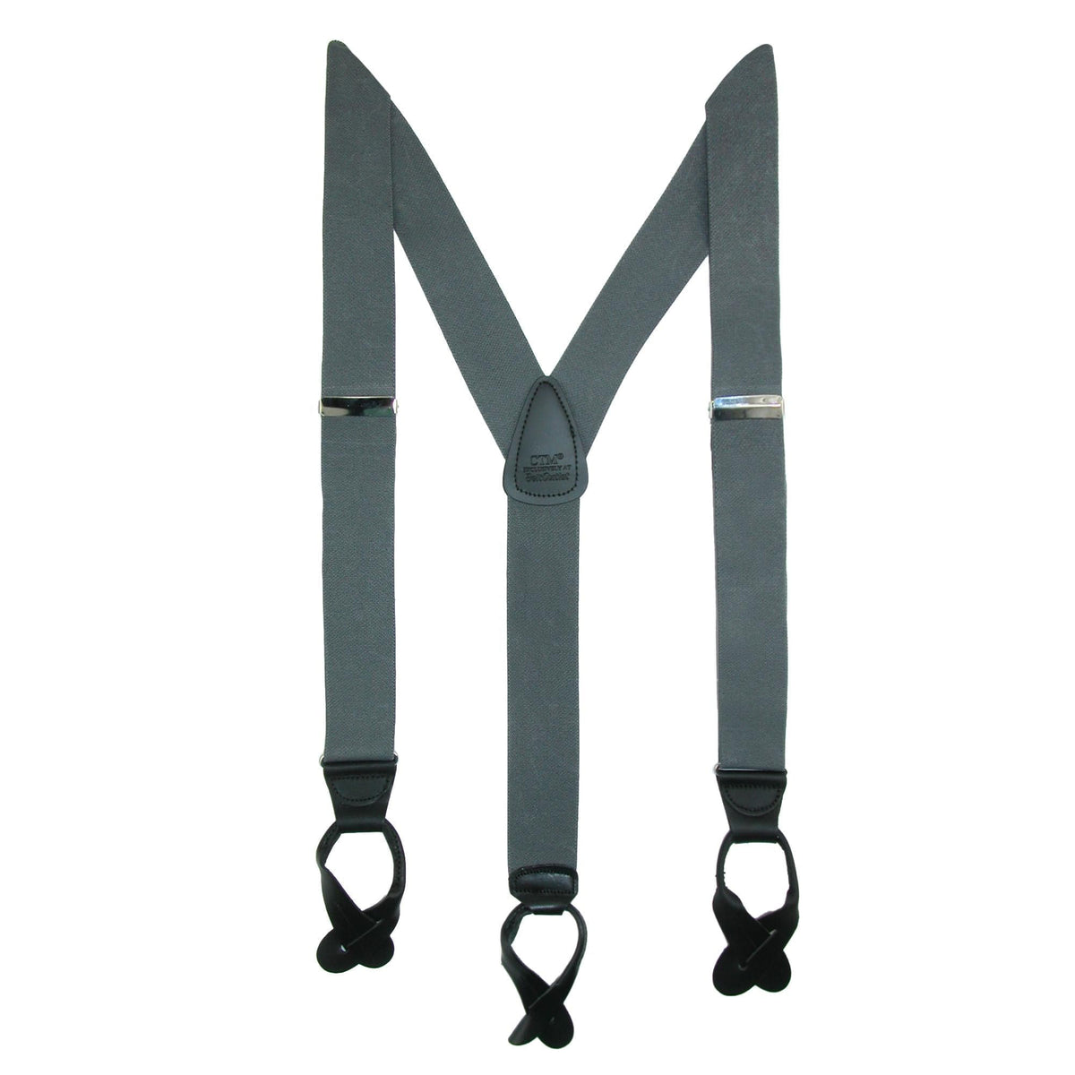 CTM® Men's Elastic Button End Dress Suspenders with Silver Hardware - Grey