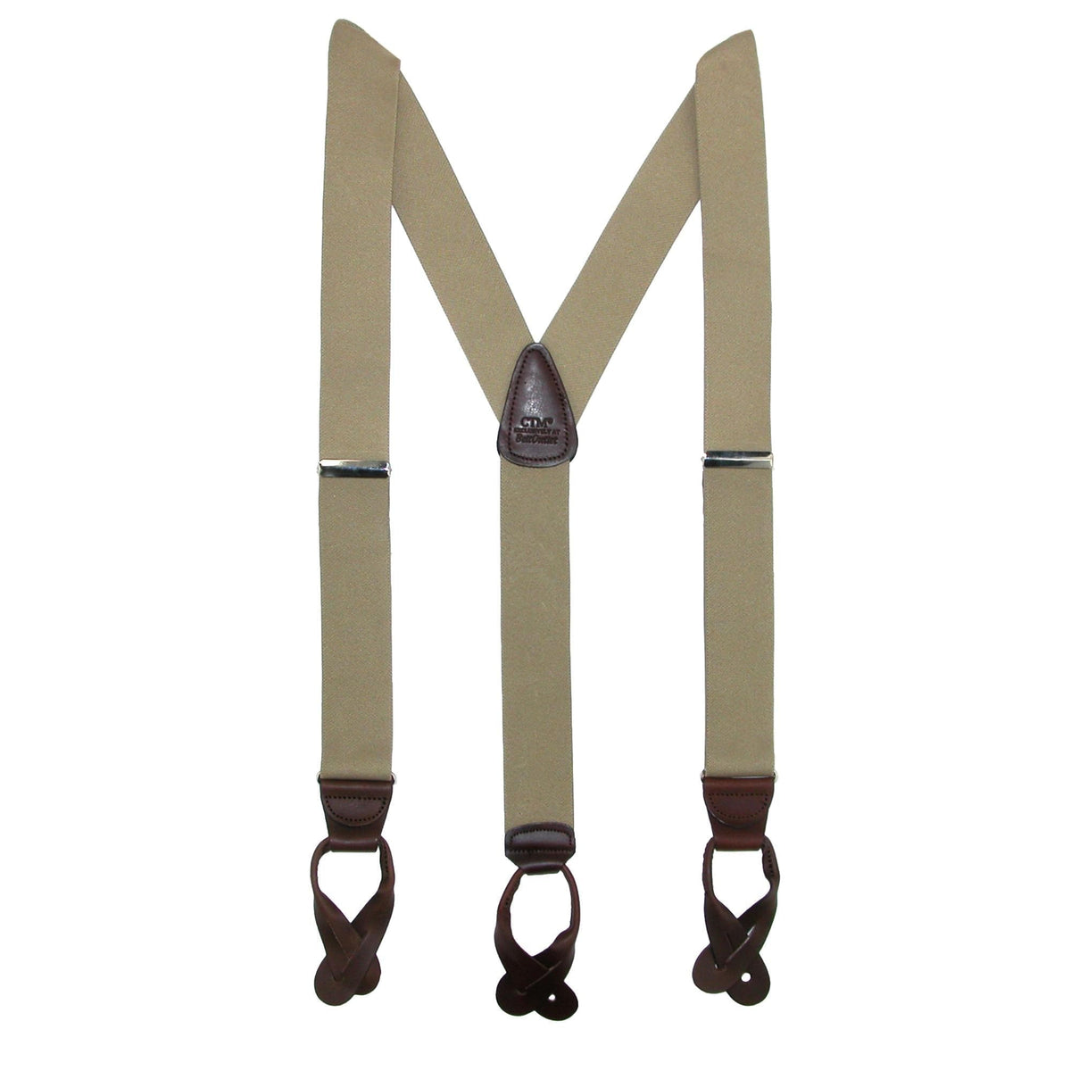CTM® Men's Elastic Button End Dress Suspenders with Silver Hardware