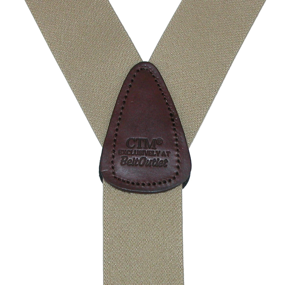 CTM® Men's Elastic Button End Dress Suspenders with Silver Hardware - Khaki