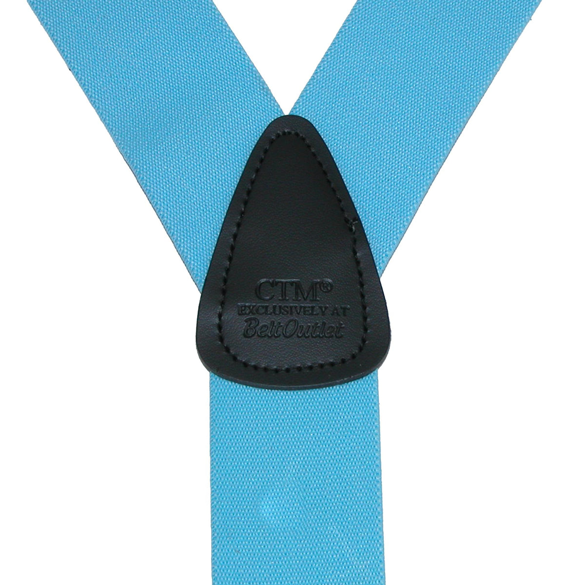 CTM® Men's Elastic Button End Dress Suspenders with Silver Hardware - Light Blue