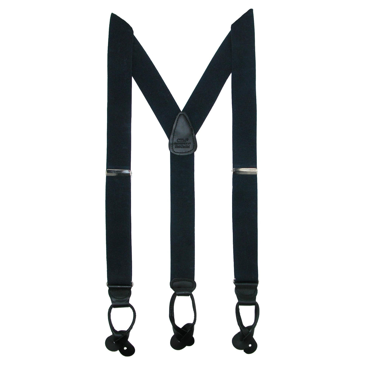 CTM® Men's Elastic Button End Dress Suspenders with Silver Hardware