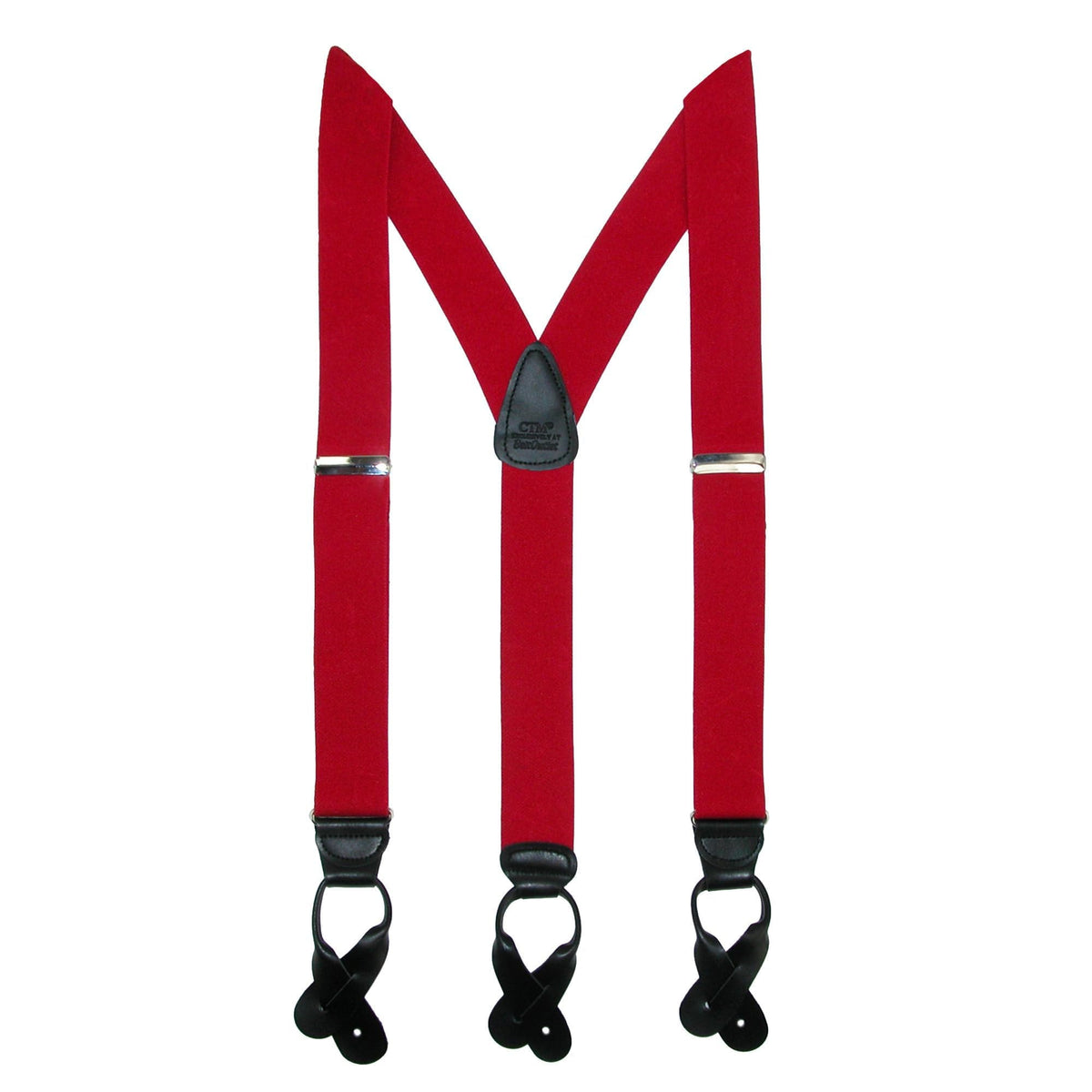 CTM® Men's Elastic Button End Dress Suspenders with Silver Hardware