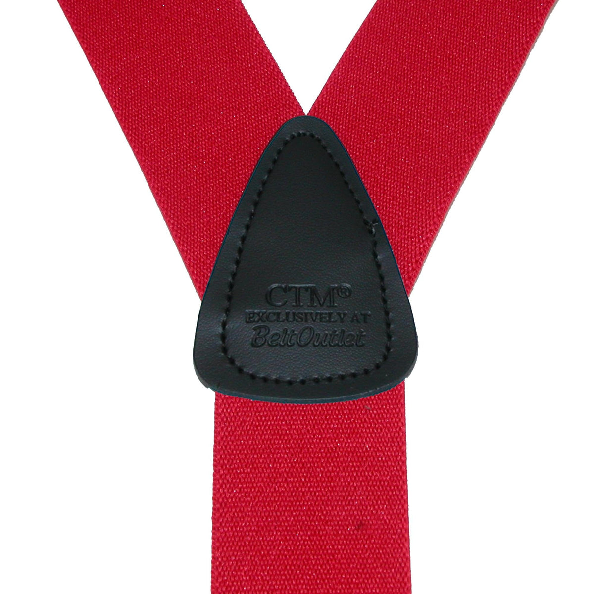 CTM® Men's Elastic Button End Dress Suspenders with Silver Hardware - Red
