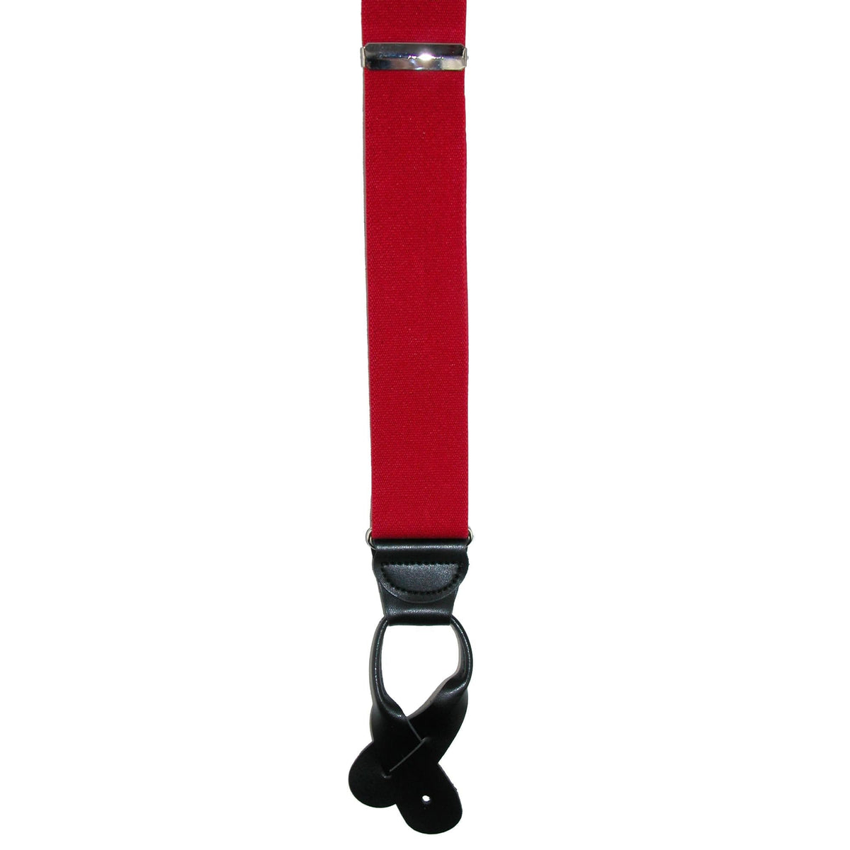 CTM® Men's Elastic Button End Dress Suspenders with Silver Hardware - Red