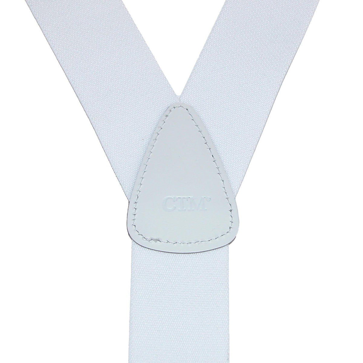 CTM® Men's Elastic Button End Dress Suspenders with Silver Hardware - White