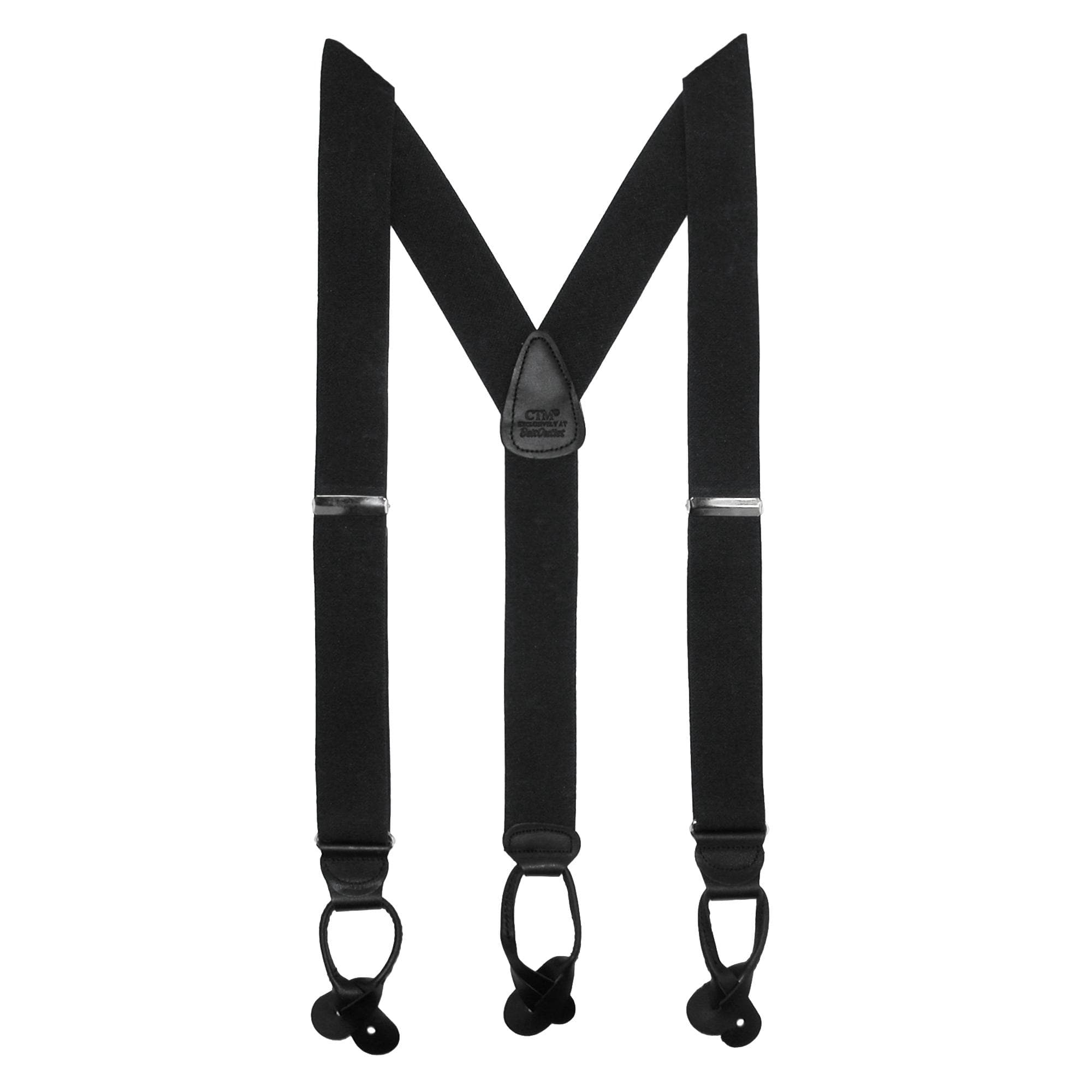 CTM® Men's Big & Tall Elastic Button End Dress Suspenders w Silver Hardware