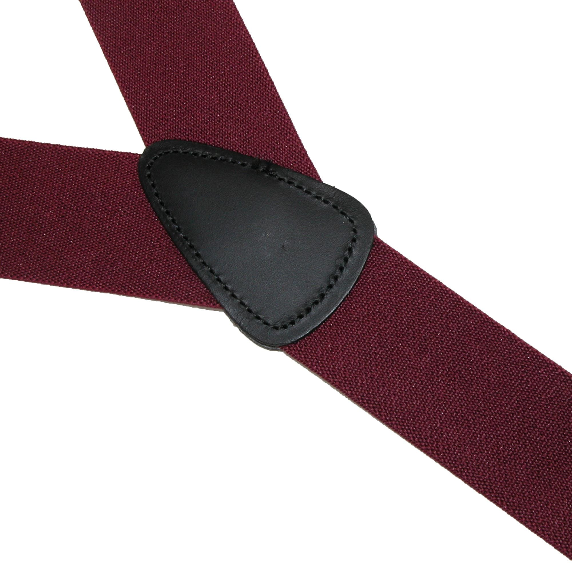 CTM® Men's Big & Tall Elastic Button End Dress Suspenders w Silver Hardware - Burgundy