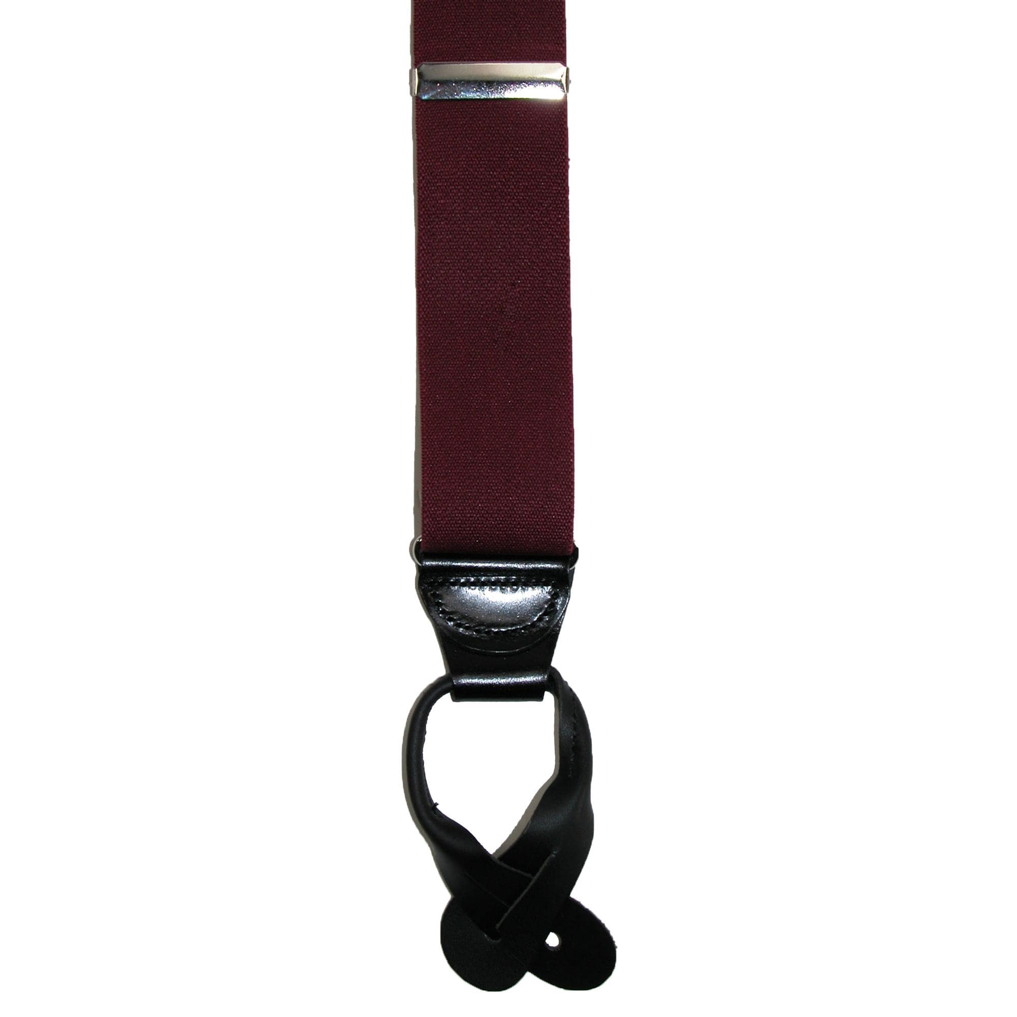 CTM® Men's Big & Tall Elastic Button End Dress Suspenders w Silver Hardware - Burgundy
