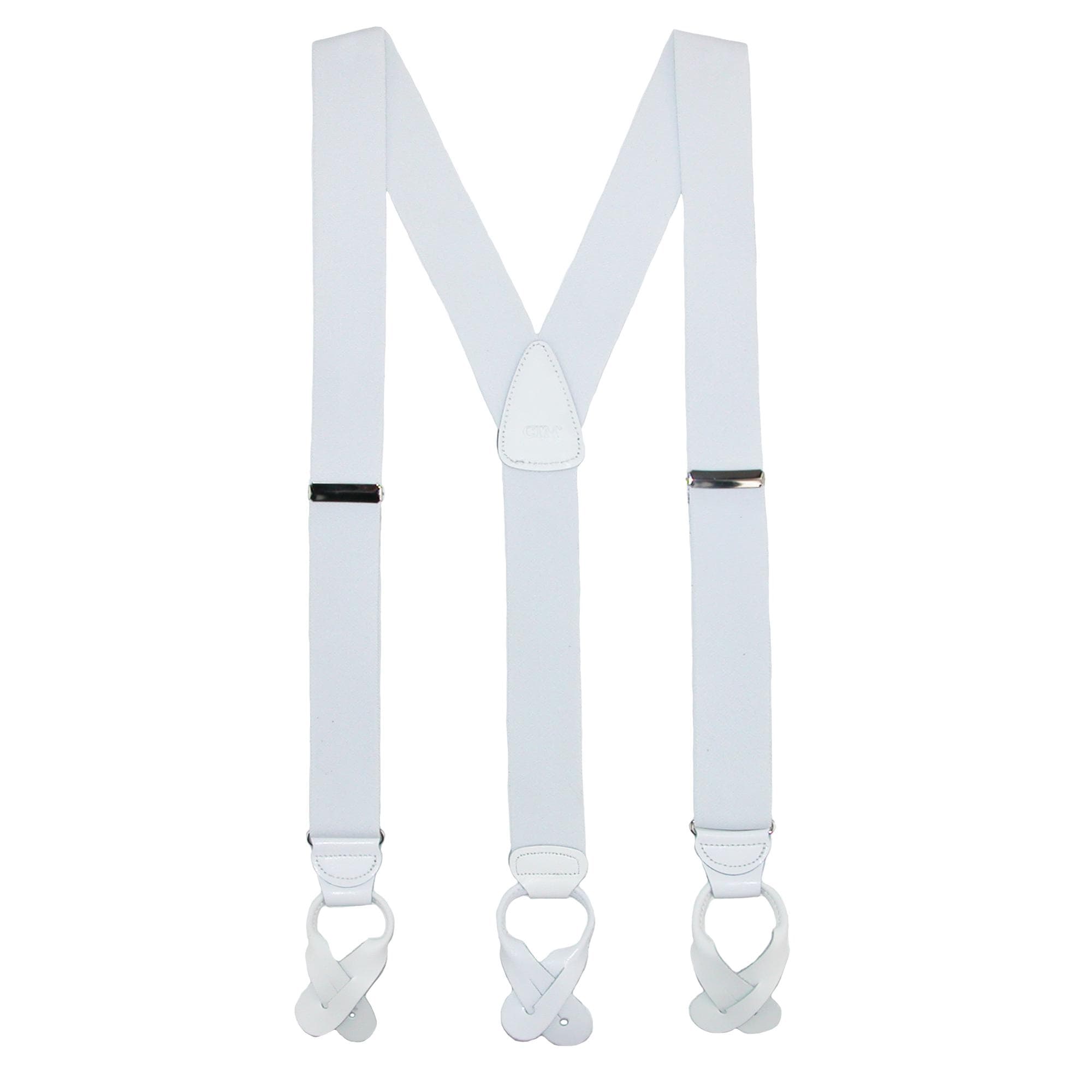 CTM® Men's Big & Tall Elastic Button End Dress Suspenders w Silver Hardware