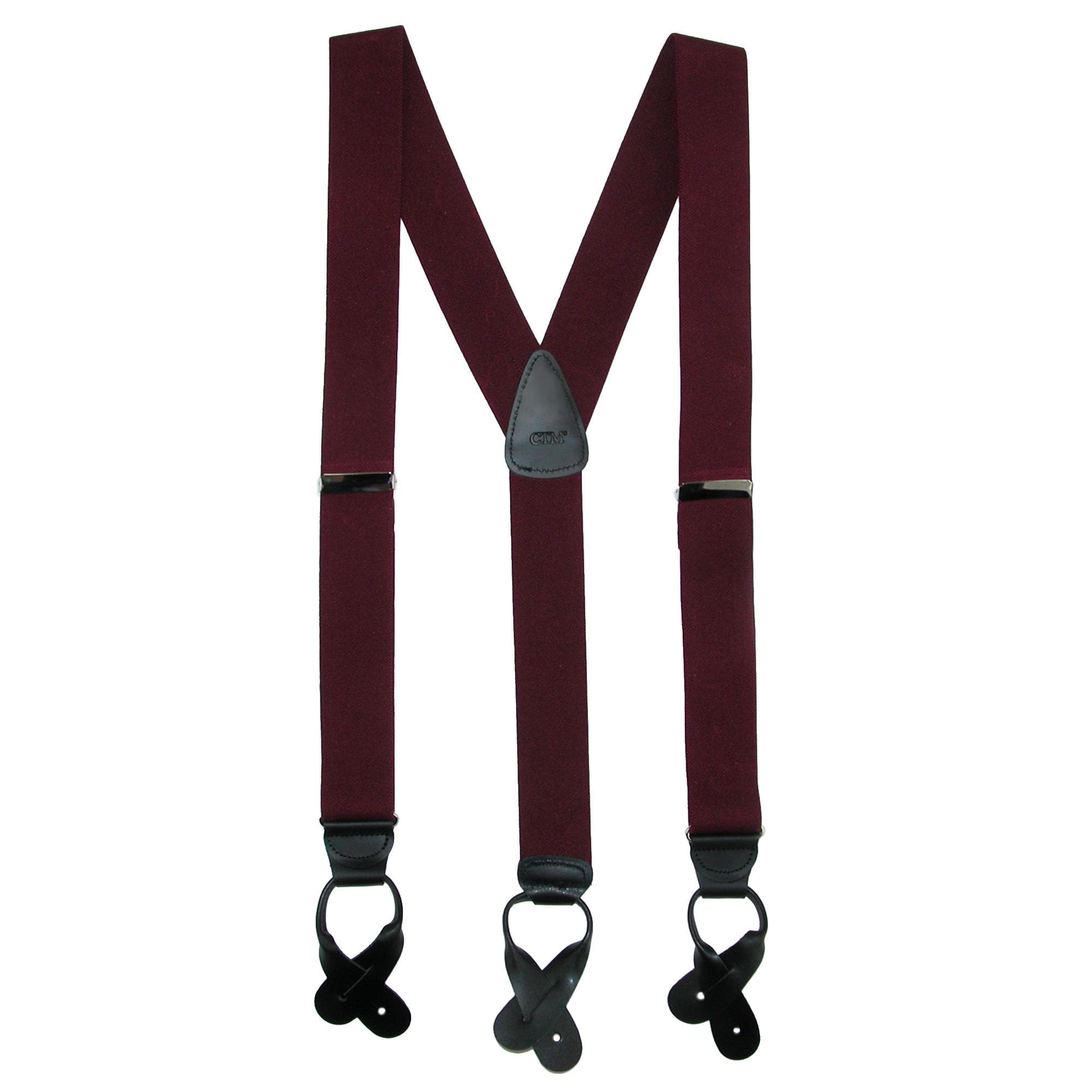 CTM® Men's Big & Tall Elastic Button End Dress Suspenders w Silver Hardware - Men's Big & Tall Elastic Button End Dress Suspenders w Silver Hardware